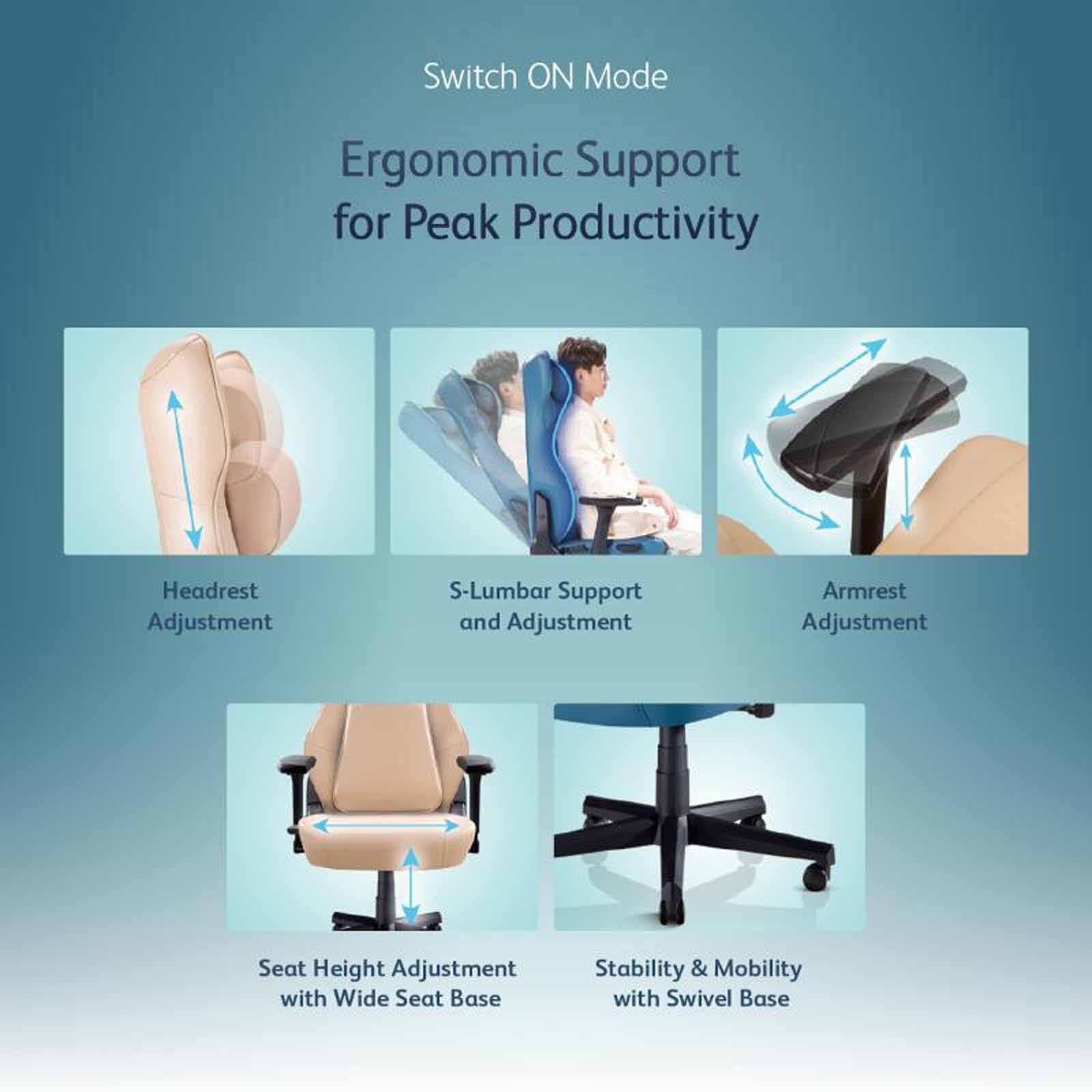 OSIM Uergoh (blue) World 1st Ergonimic Chair With Massage + Uphoria Sync Leg Massager OS8245B + OS3233-image 16
