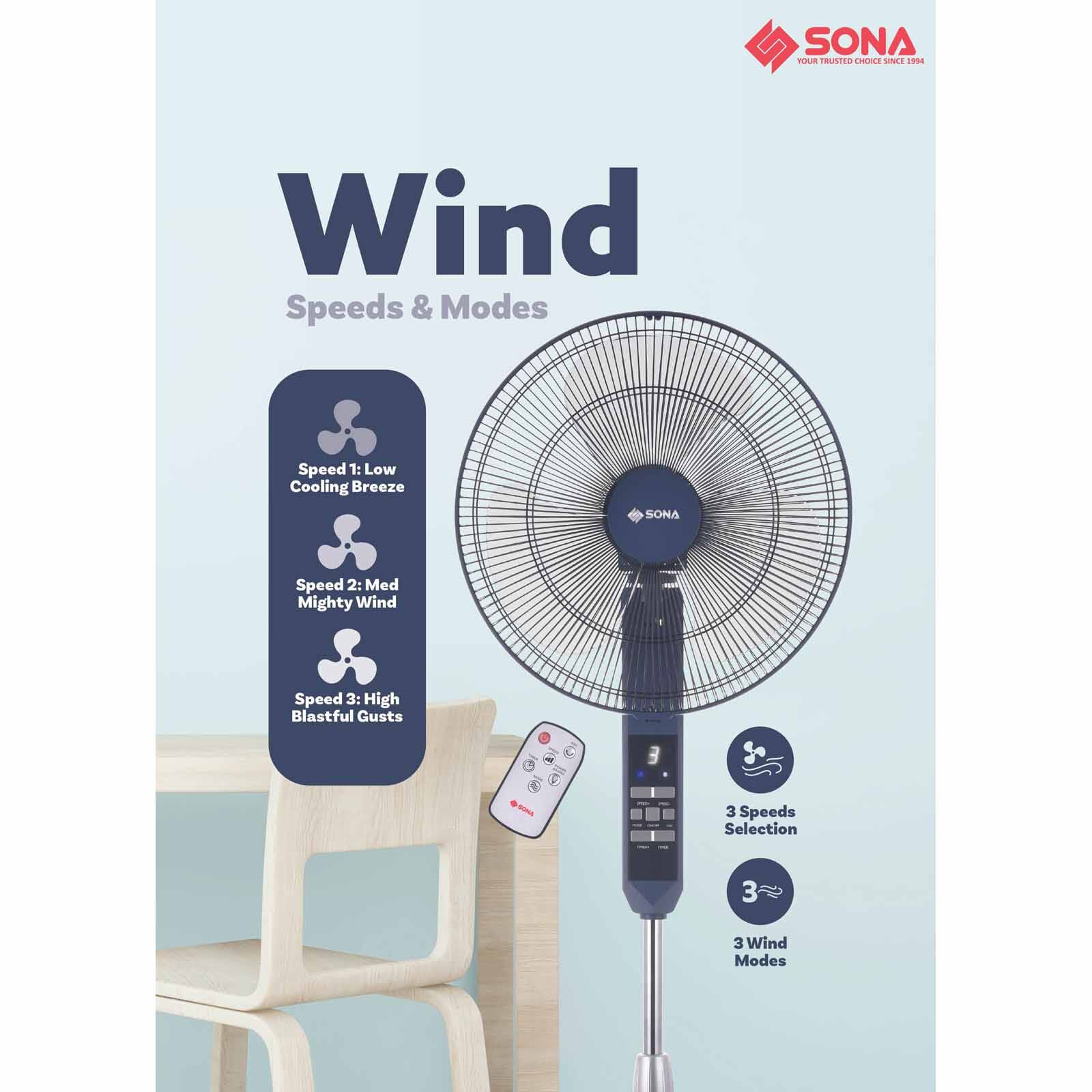 SONA 16 In Stand Fan With Remote Control SFS6412-image 4