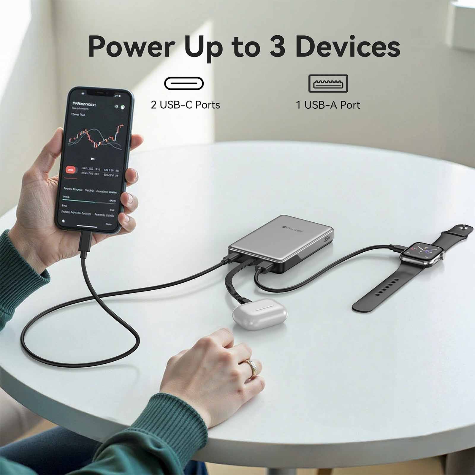 MAZER Powercharge Link 10000mah Pd35w With Built-in C-cable Powerbank - Pink M-PC35L10V3-PK-image 2