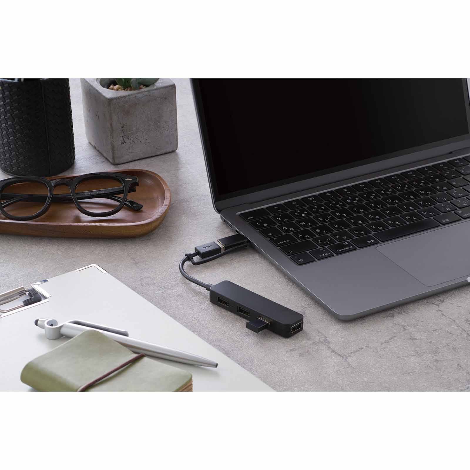 ELECOM Usb C/a 4ports 2.0 Hub Blk U2H-CA4003BBK-image 7