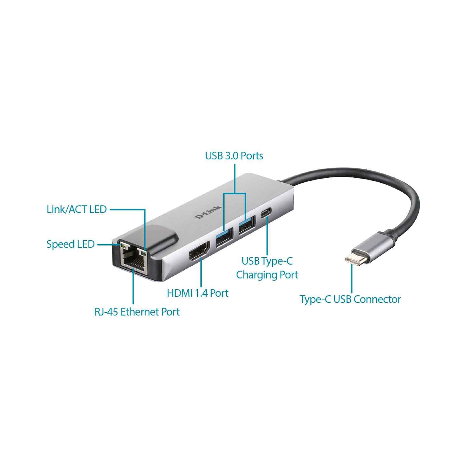 DLINK 5-in-1 Usb-c Hub With Hdmi/ Ethernet And Power Delivery DUB-M520-image 2
