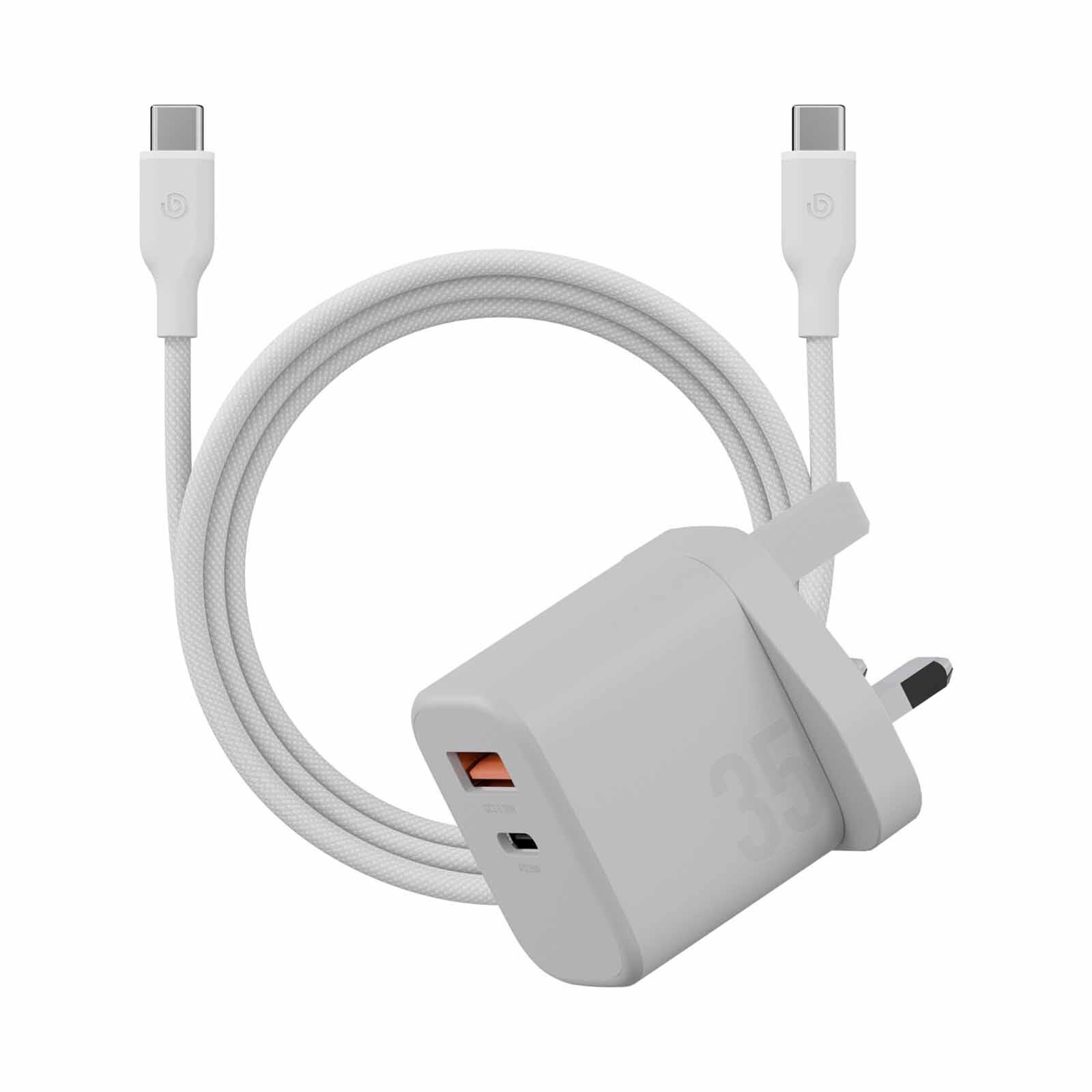 BAZIC Goport Velox Kit, 1c1a Gan Charger 35w(uk) With Weave Cable - Vanilla CHR-GPVLX-UK-WHT-image 1