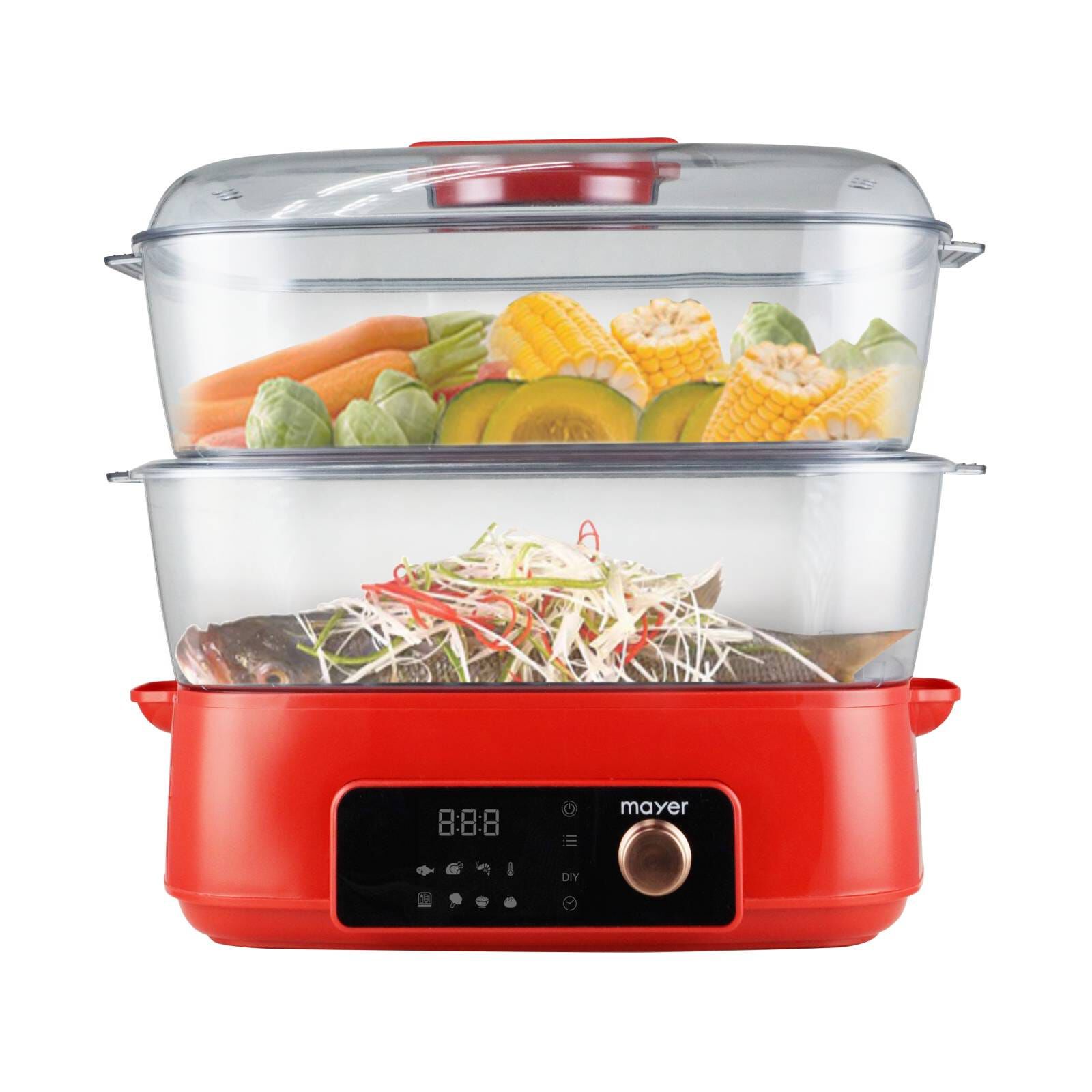 MAYER Digital Food Steamer - 28l - Red MMFS280D-image 3