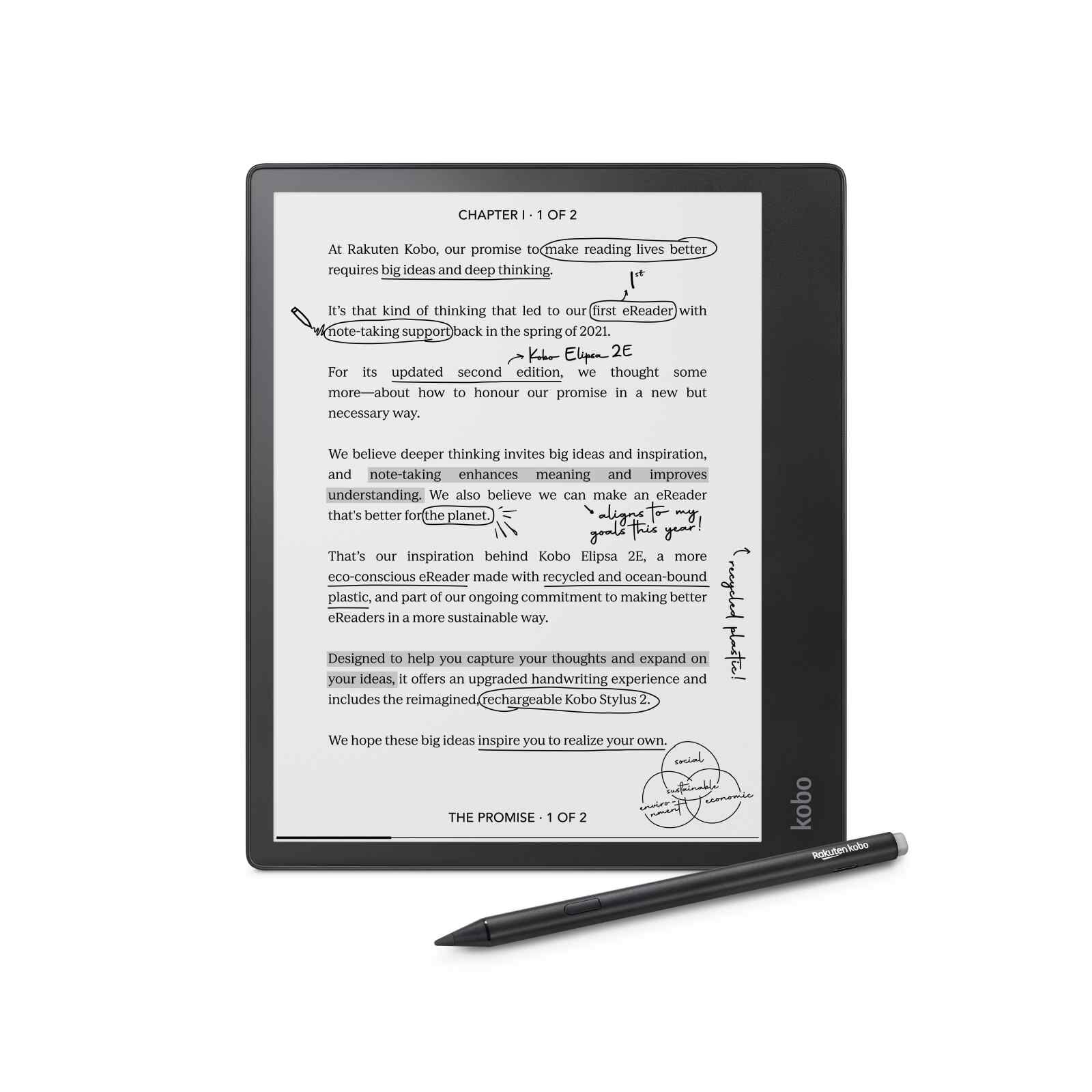 RAKUTEN KO Kobo Elipsa 2e Black Bundle (with Stylus) N605-KU-BK-K-BU-image 3