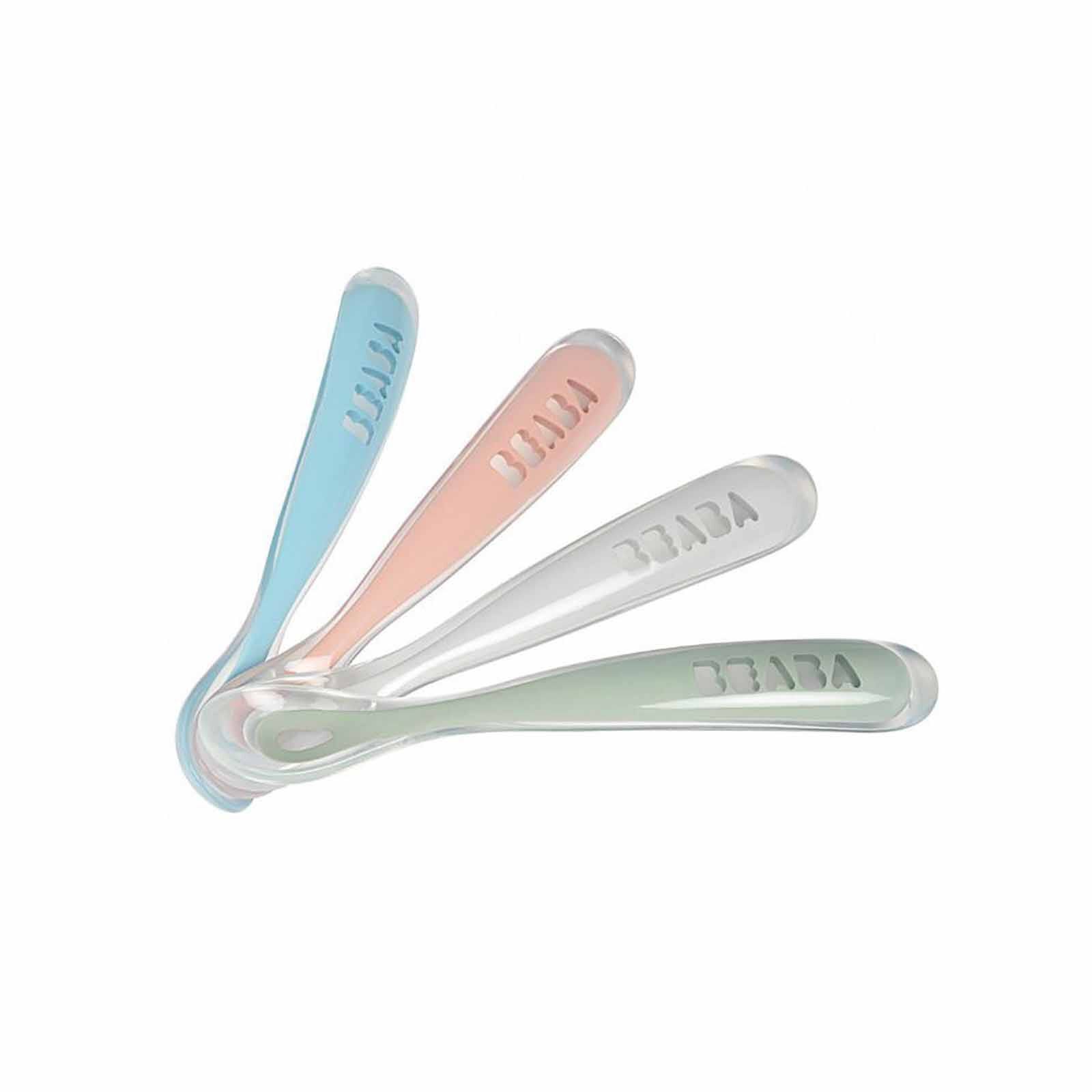 BEABA Silicone Spoons 4m+ 4 Pack - Windy Blue/eucalyptus Green/light Mist/vintage Pink (online) 1ST STAGE-image 1