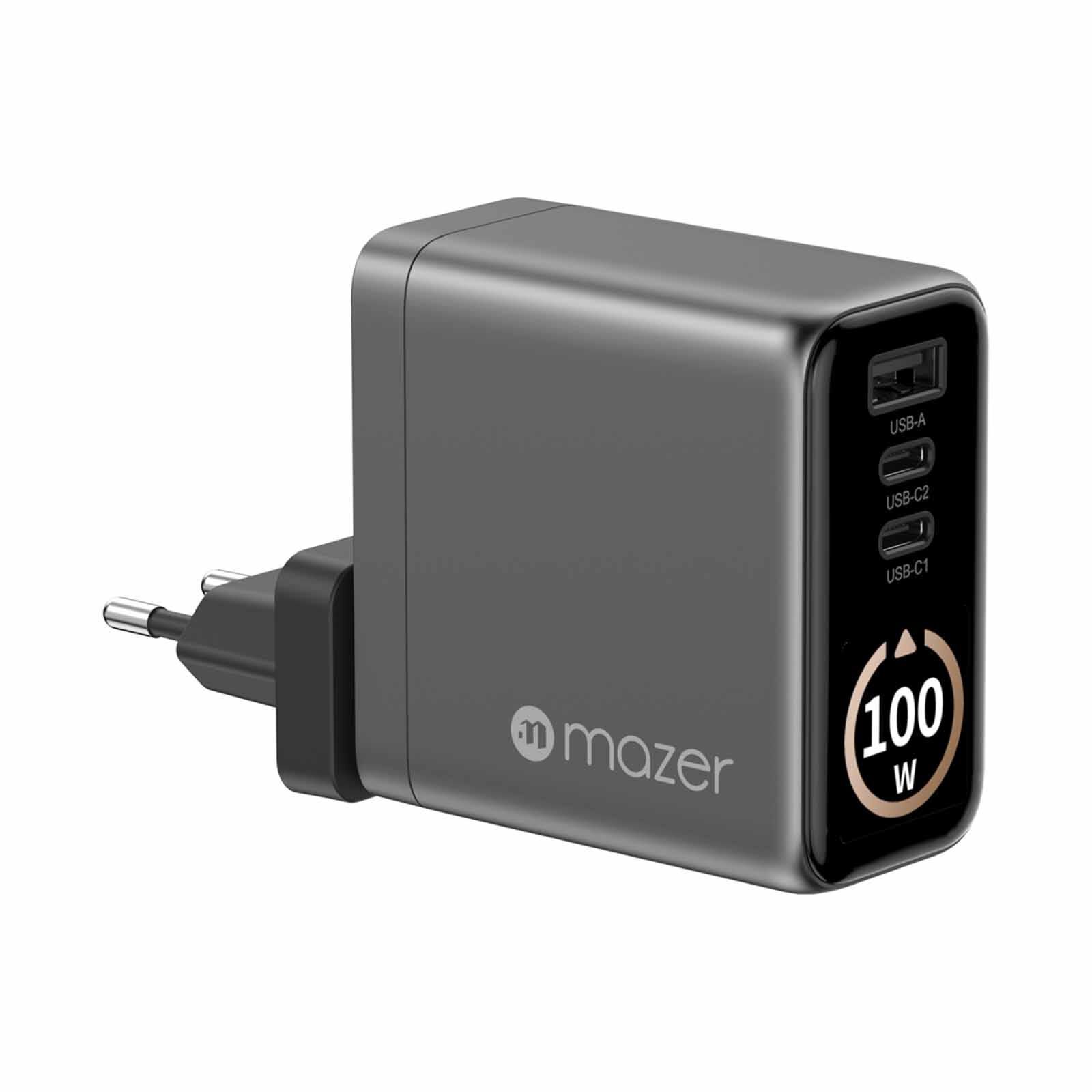 MAZER Aiprestige Gan Pd100w 2c1a With Travel Plugs-blackgrey M-AI-G100W-V7-BG-image 3