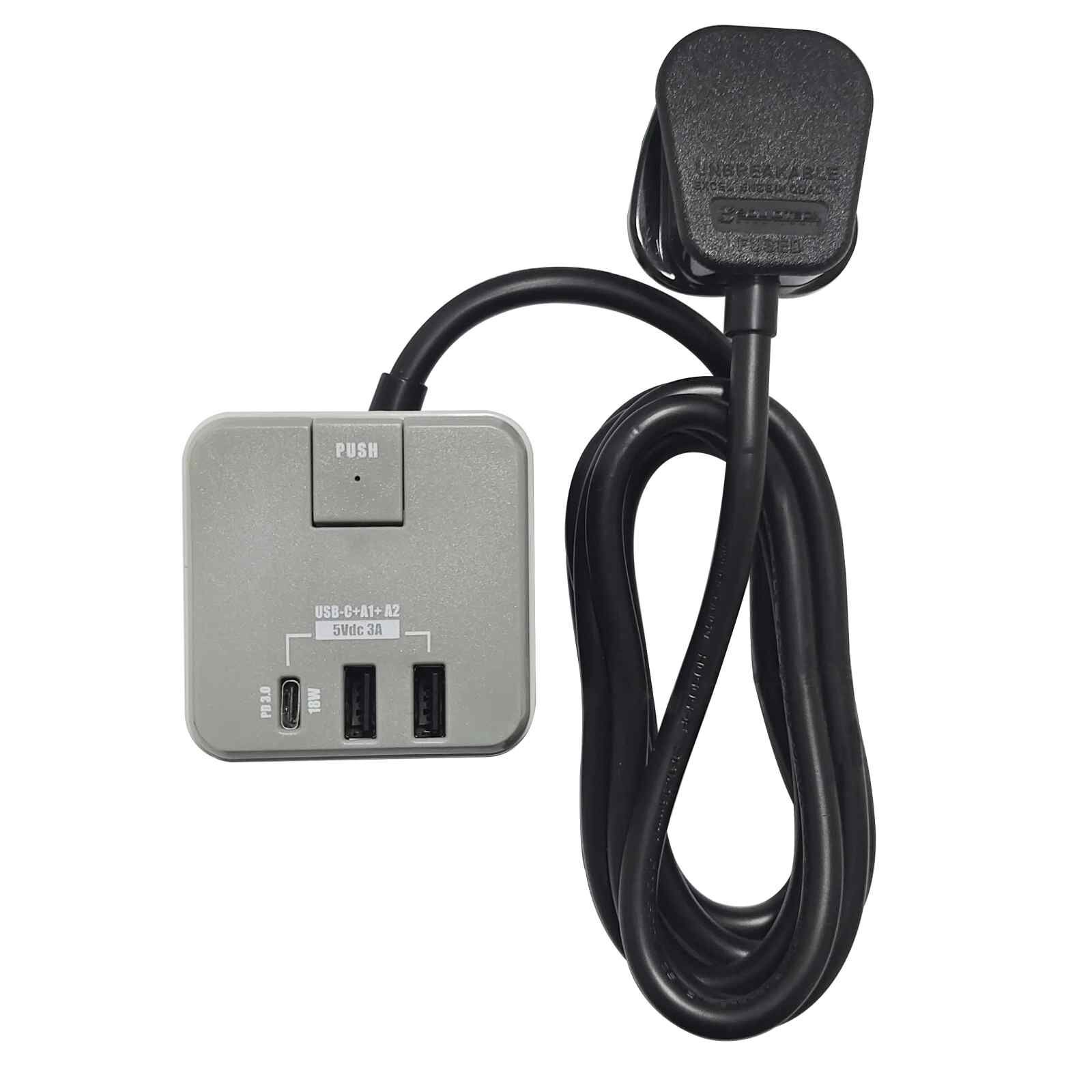 SOUNDTEOH Power Cube Extender With Usb A + C Quick Charger CES-889/D.G-image 1