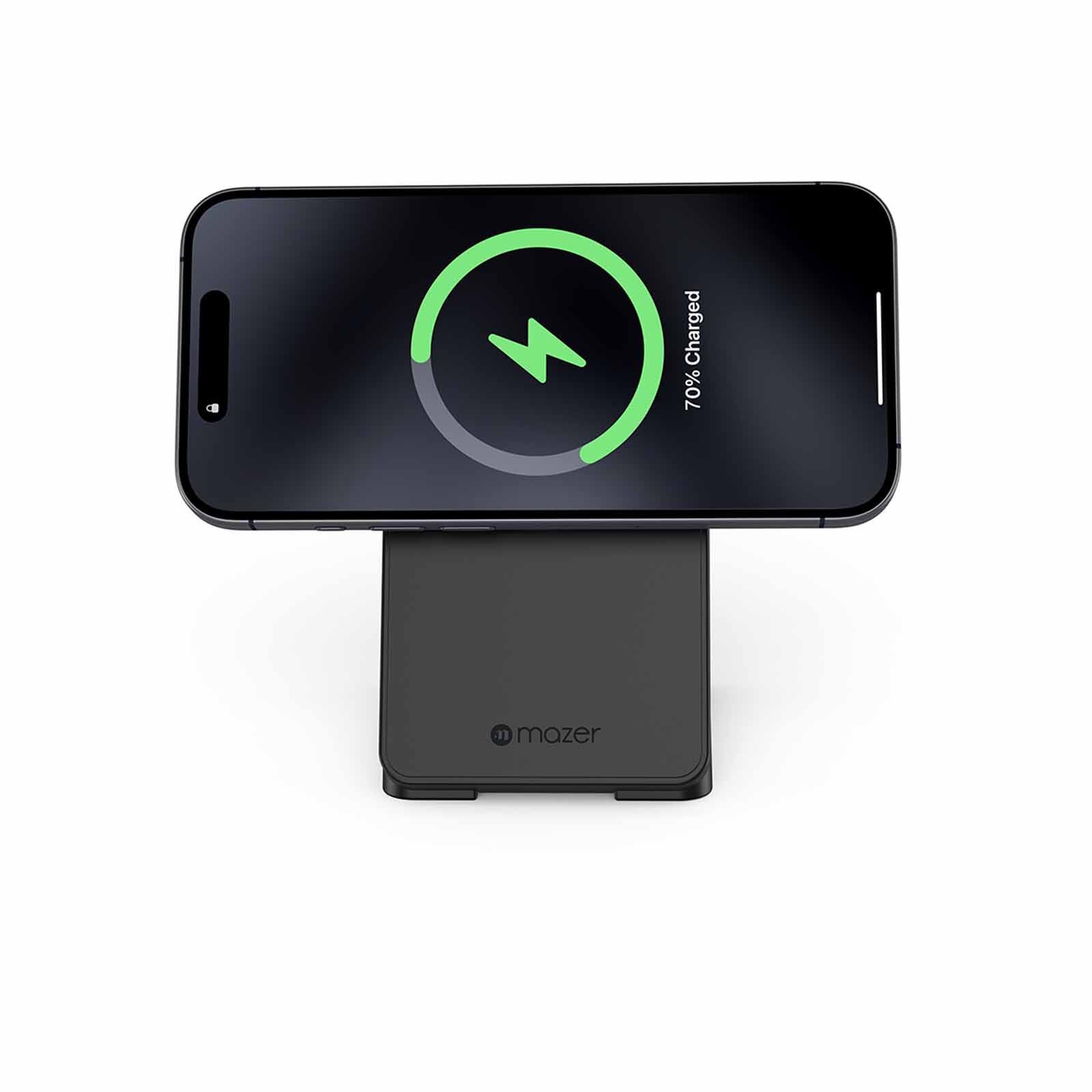 MAZER Qi2 Foldable 3in1 Total 25w Wireless Charging Stand-black M-QI2-MAGFOLD06-BK-image 5