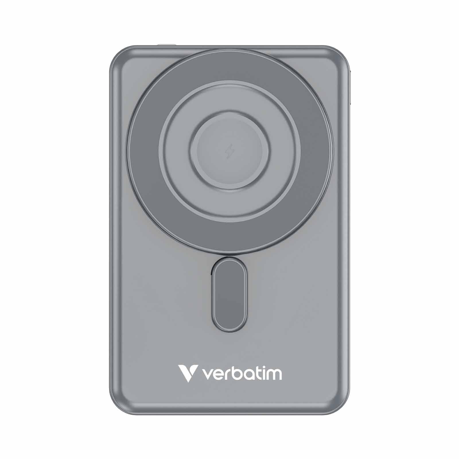 VERBATIM Powerbank Magnetic Wireless Charge 5000mah 2 X C Stand Grey VM32251-image 1
