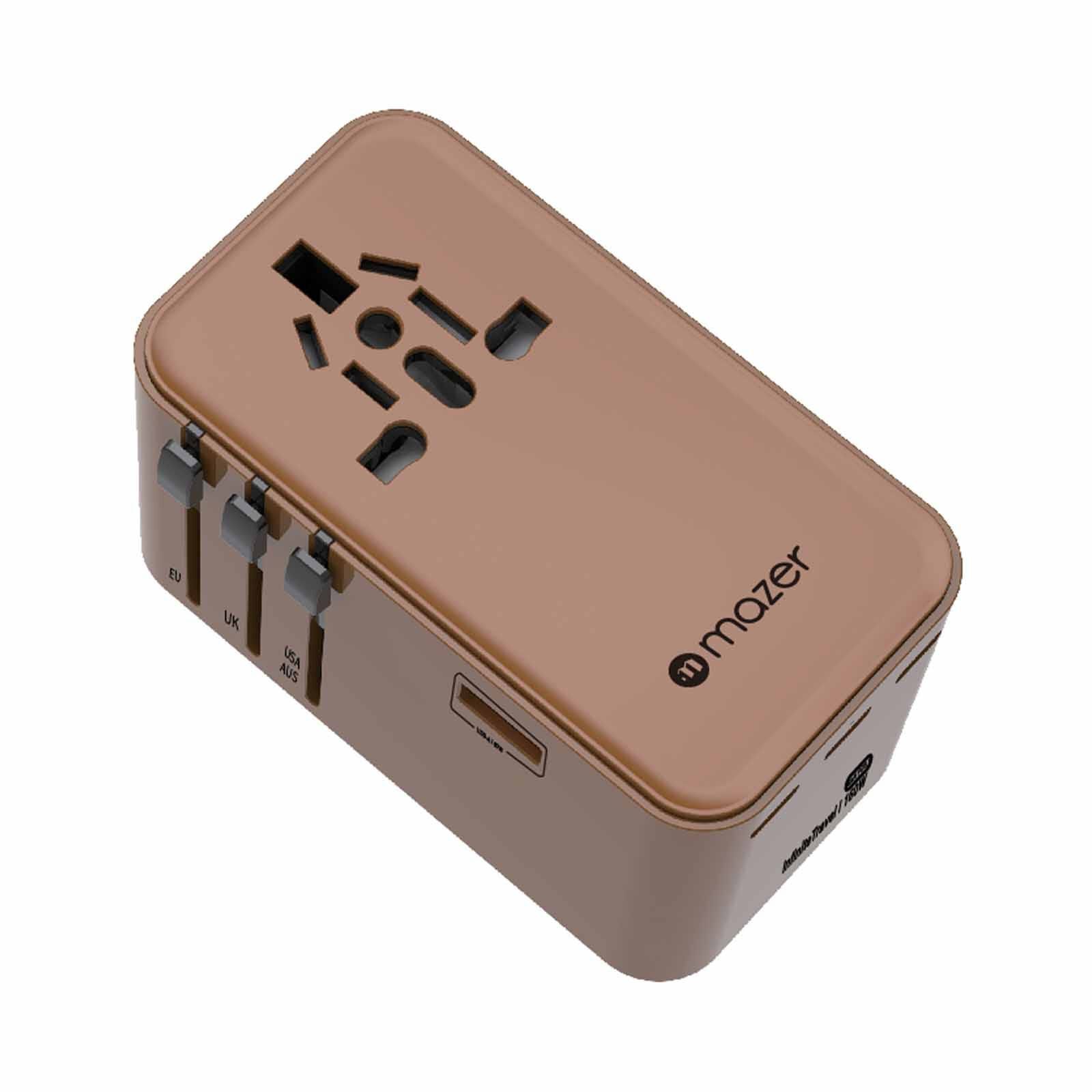 MAZER Infinitetravel Gan Pd3.1 160w 3c+1a+1ac Socket/100-240v/10a World Travel Charger-desert Titanium M-IFTRAVEL1160PD-DT-image 5