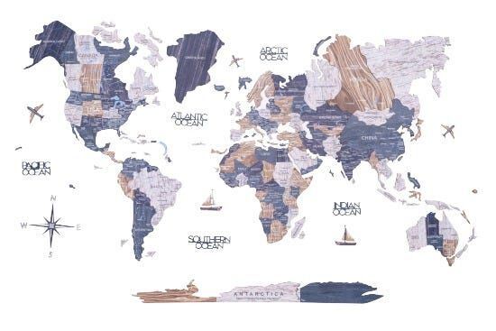 2d Wooden World Map Mystery S ENJOY THE WOOD-image 1