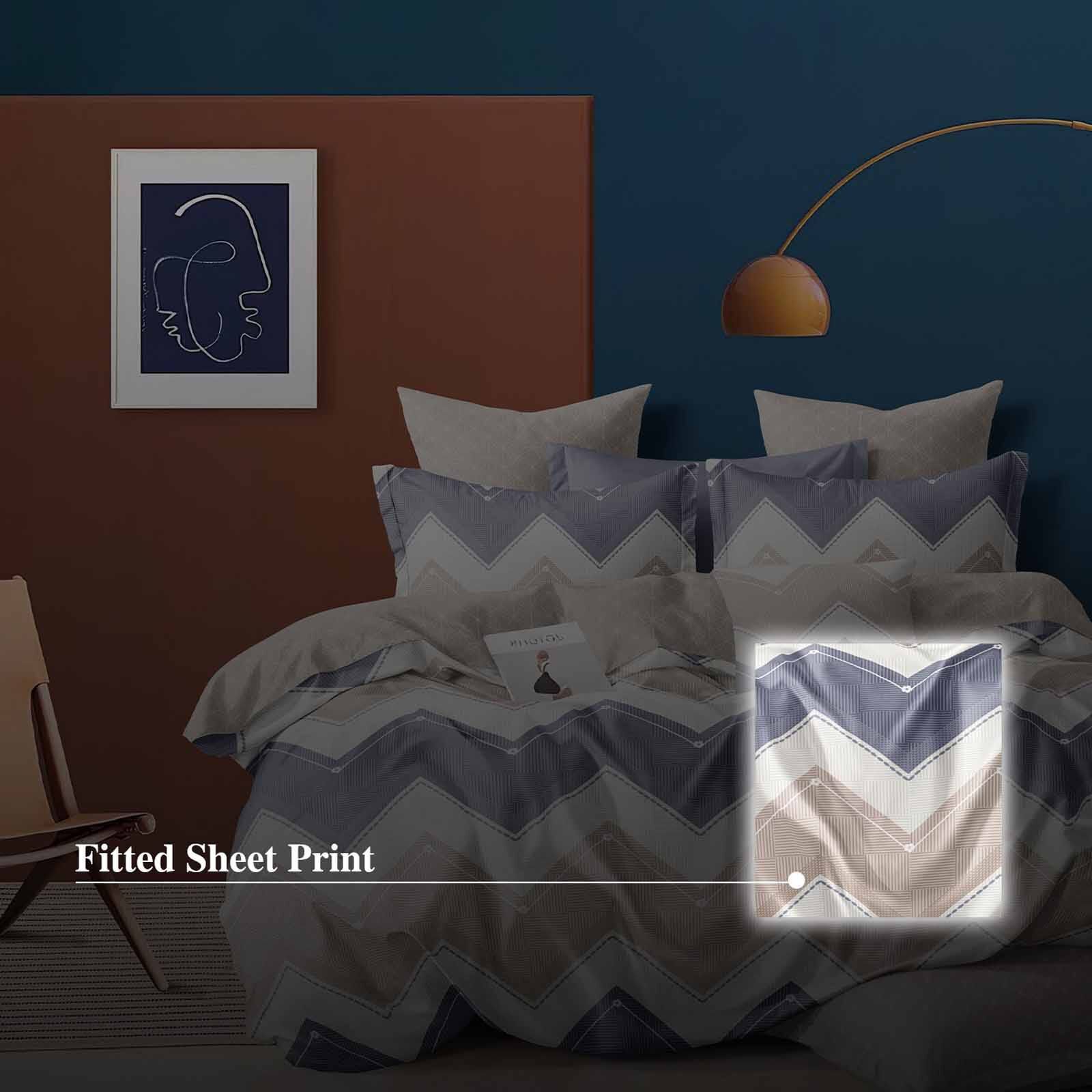 HILLCREST Hillcrest I 988tc Comfylux I Printed I Single Fitted Sheet Set I Chevron ( Oe ) 6830 I S I FS I CHEVRON-image 4