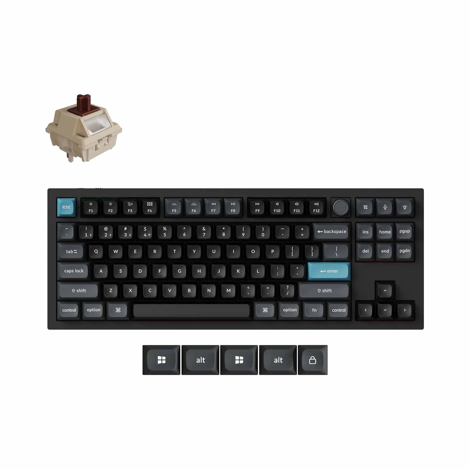 KEYCHRON Q3 Ultra 8k 80% 87 Key Black Knob Rgb Hot-swap Silk Pom Brown Switch KYCN-Q3U-M3