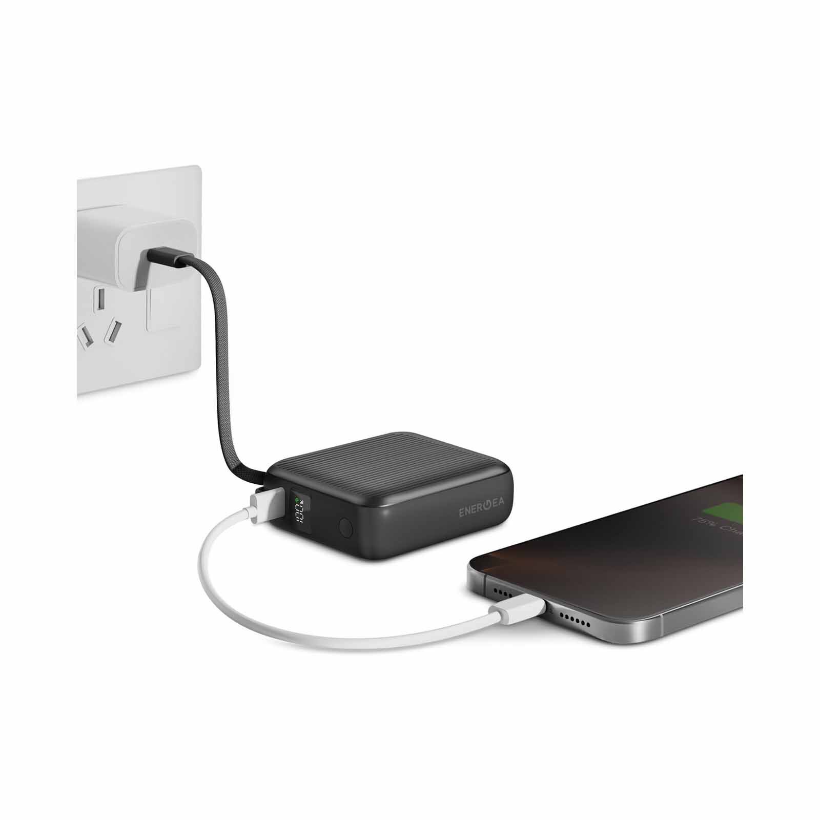 ENERGEA Integra Mini 35, 10000mah Powerbank With Built In Usb-c Cable Pd35w - Gun INT-MINI35-GUN-3C-image 5
