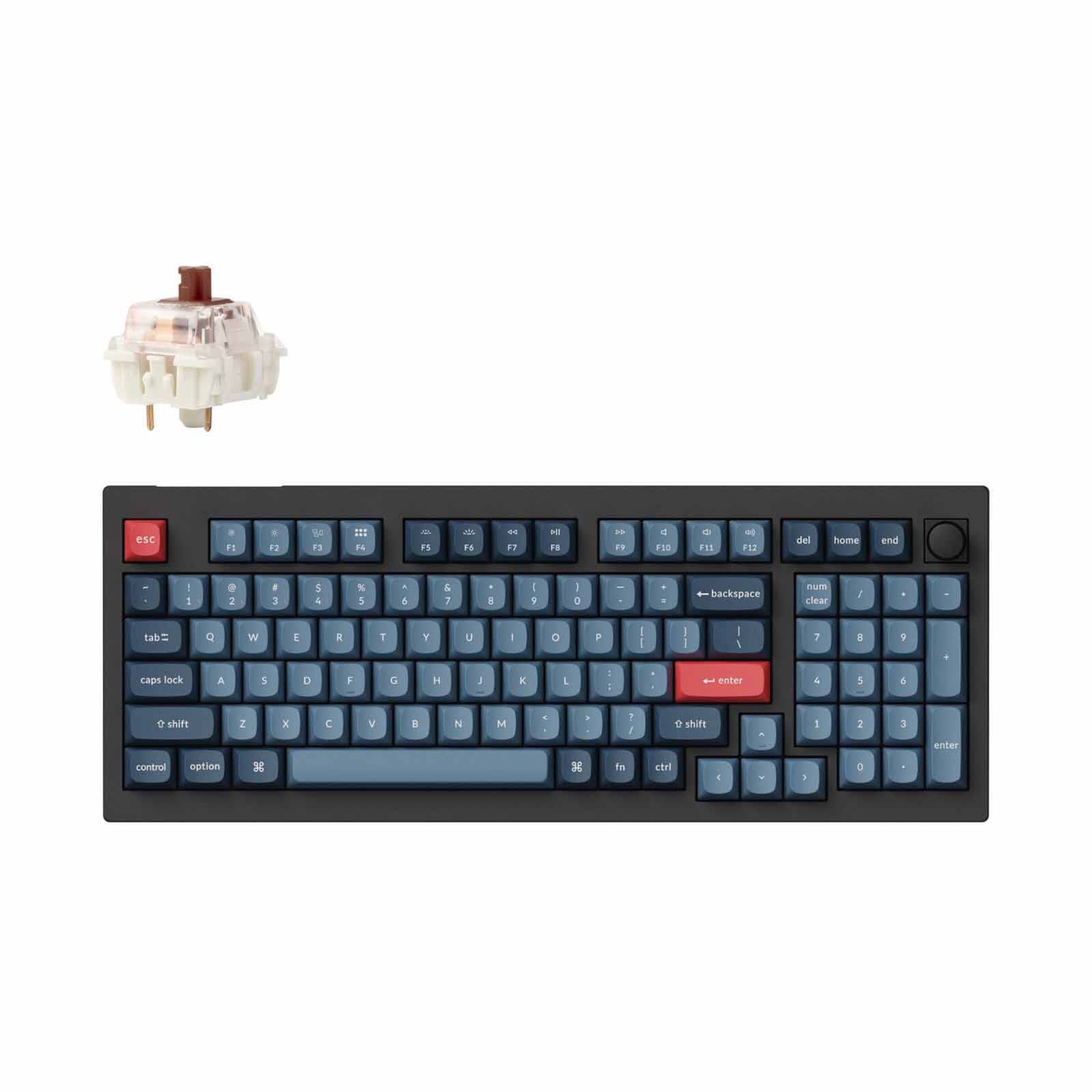 KEYCHRON V5 Max 96 Percent 100 Key Carbon Black Knob Brown Switch, Rgb Hot-swap Gateron Jupiter Switch KYCN-V5M-D3