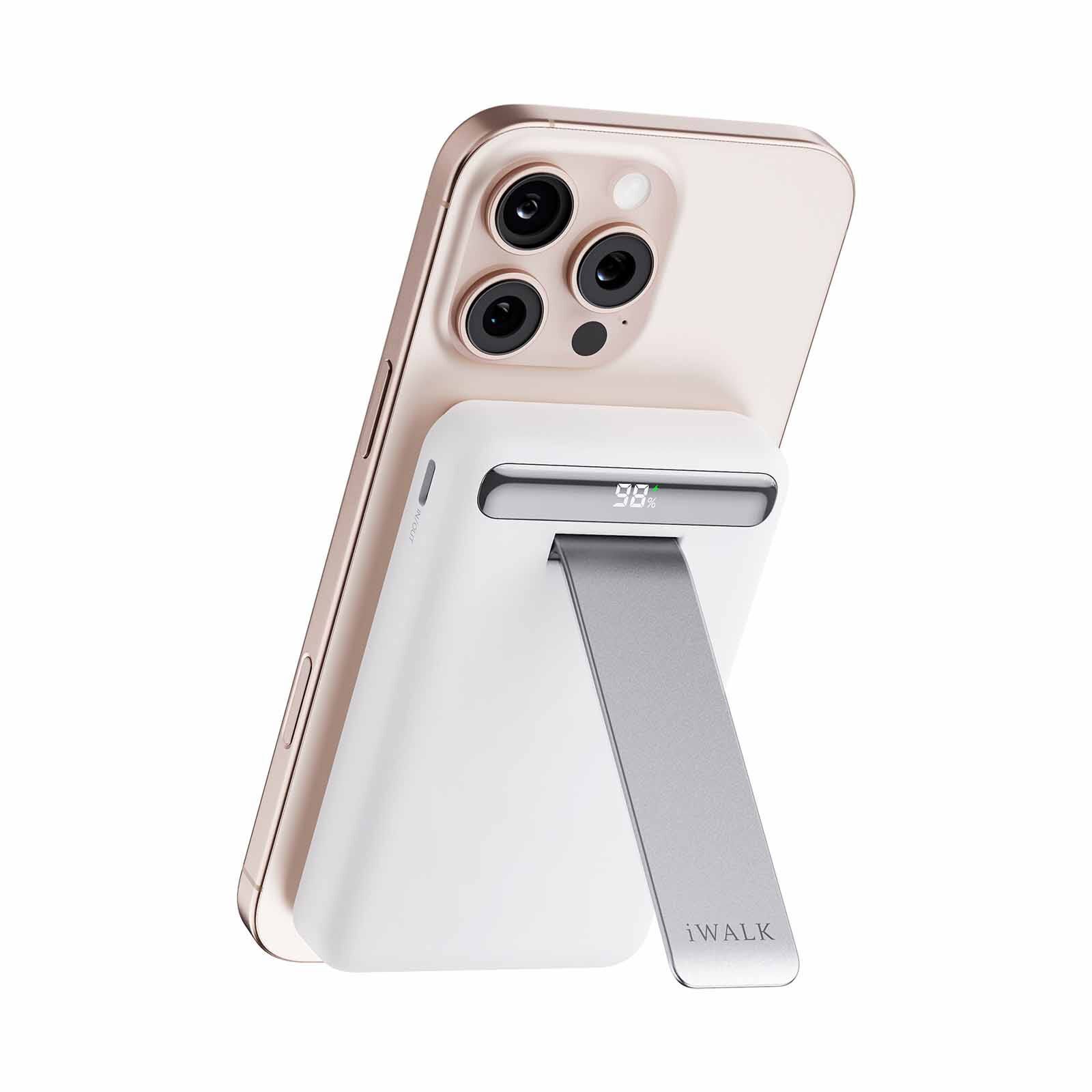 IWALK Powerstand 10000mah Qi2 Magnetic Wireless Fast Charger With Multi-angle Adjustable Stand White MXB014-002A-image 8
