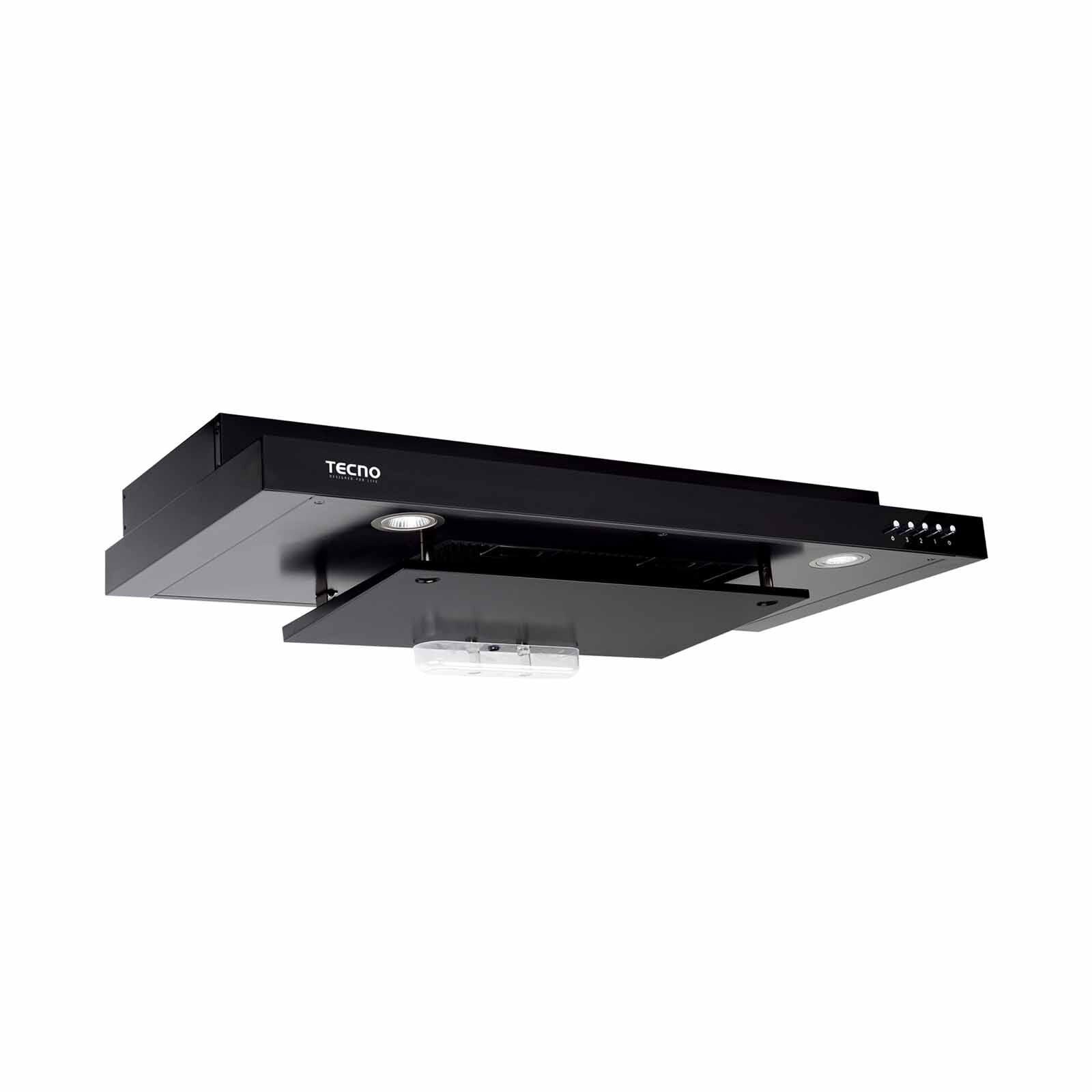 TECNO 90cm High Suction Power Slim Hood - Black (excluide Installation) TCH929-DP-V2-BK