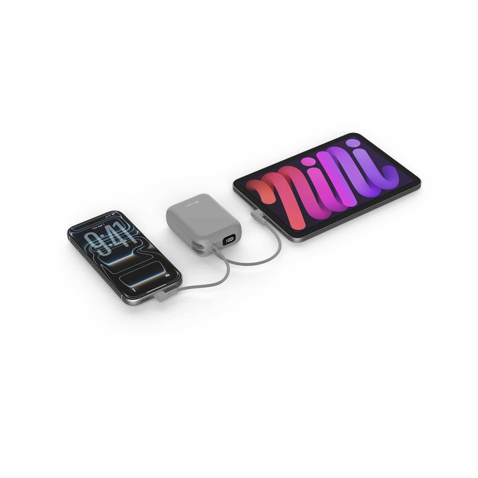 MAZER Powercharge Nano Duo 10,000mah Pd35w With Built-in C-cable X2 Powerbank - Grey M-PC35CC-GY-image 3