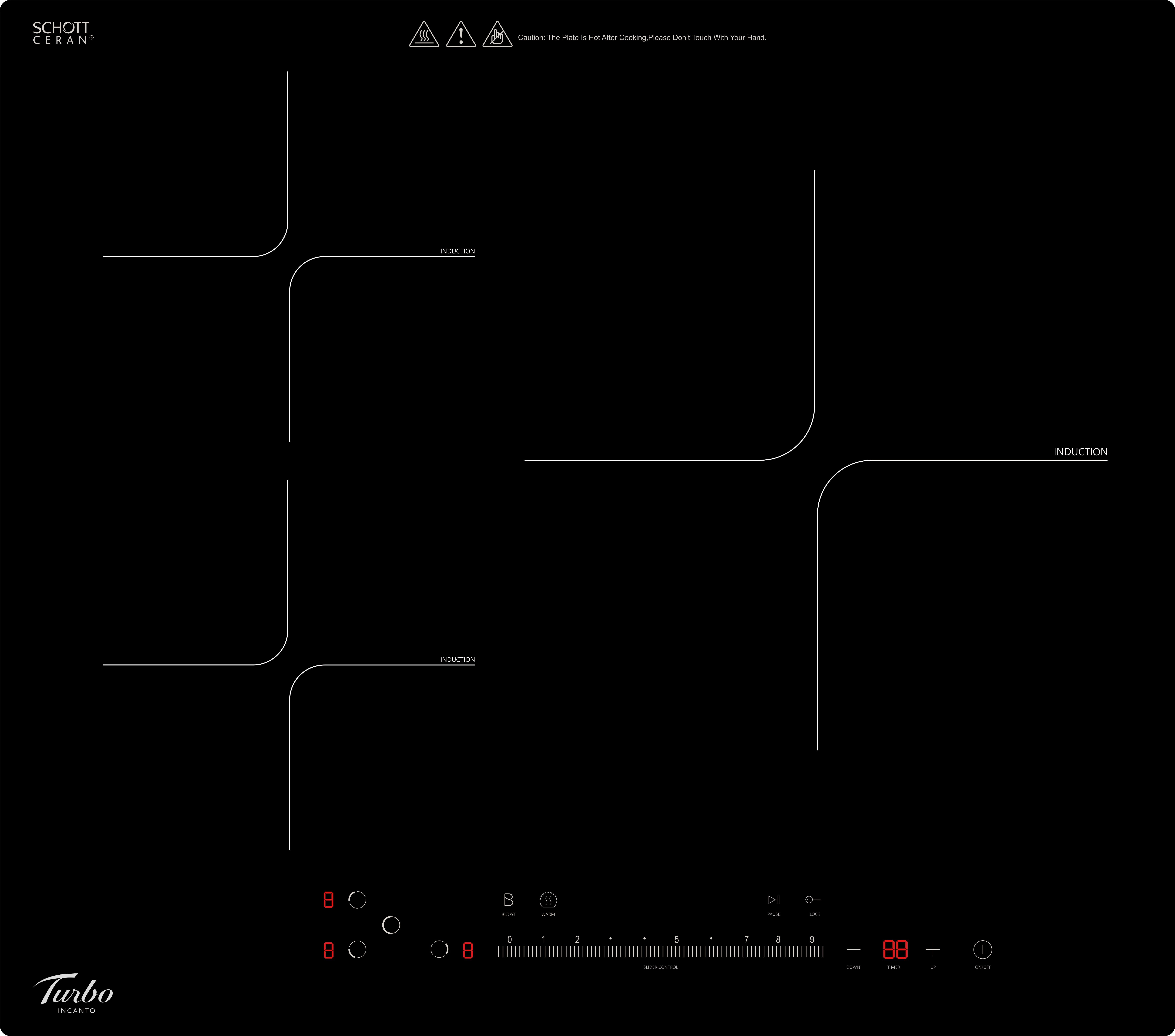 TURBO 60cm 3 Zones Induction Hob With Touch Control (excl. Install) TIA903