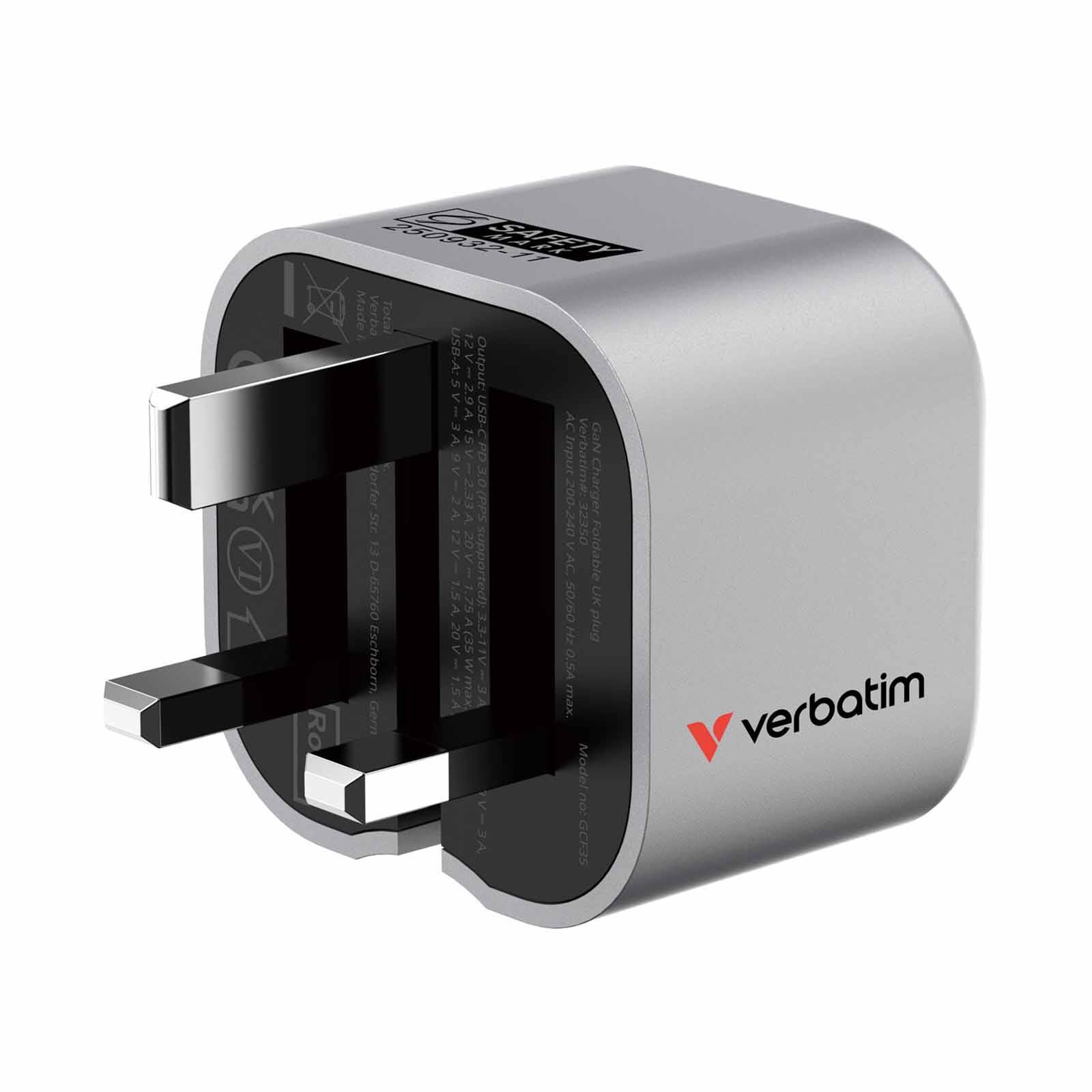 VERBATIM Gan Charger 35w Foldable Uk Plug VM32350