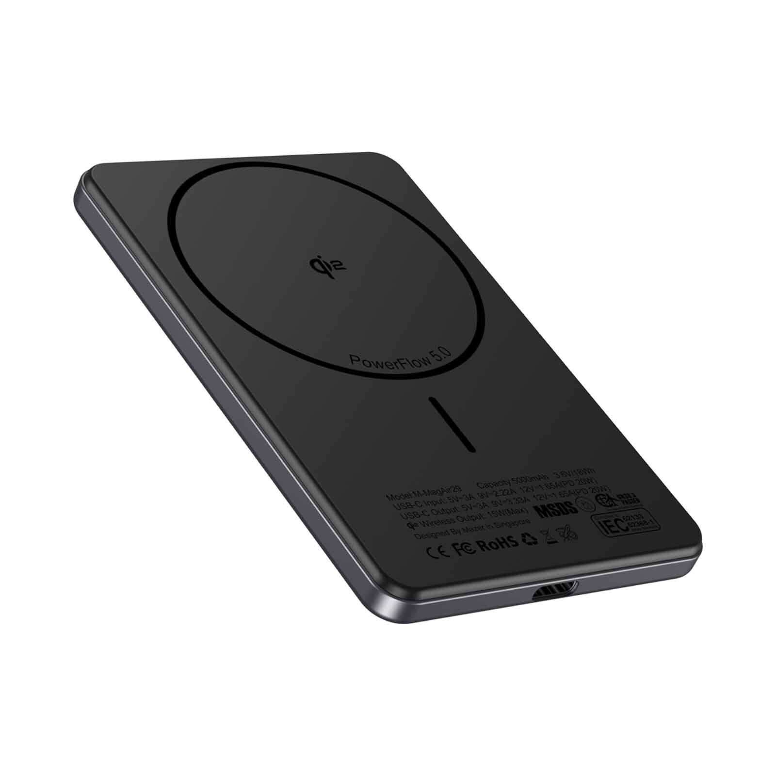 MAZER Qi2 Certified 15w 5000mah Pd20w Ultra Thin Power Bank - Grey M-MAGAIR29-GY-image 4
