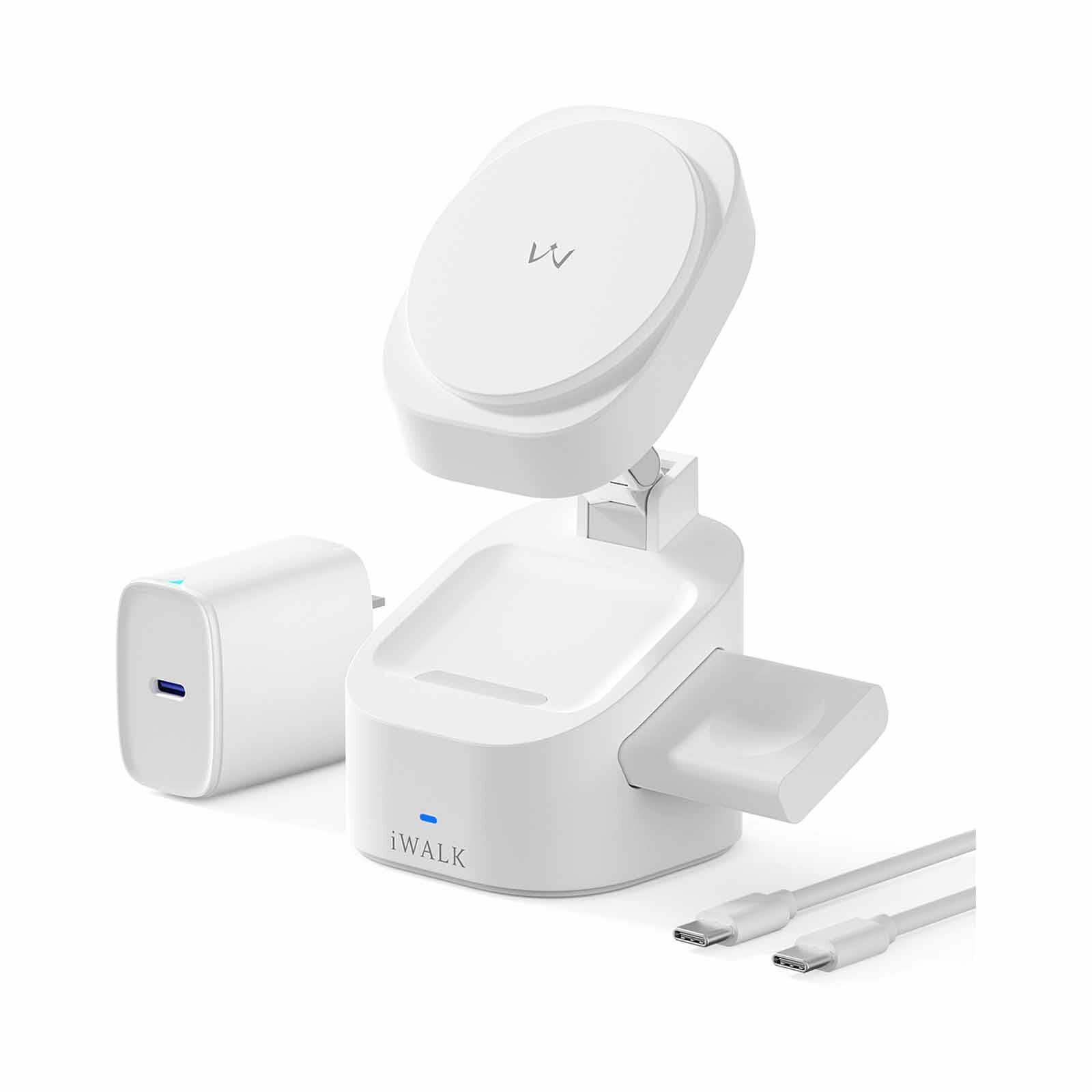IWALK Standme Power 3-in-1 Wireless Charger White For Iphone/watch/airpods MXS007-002A-image 3