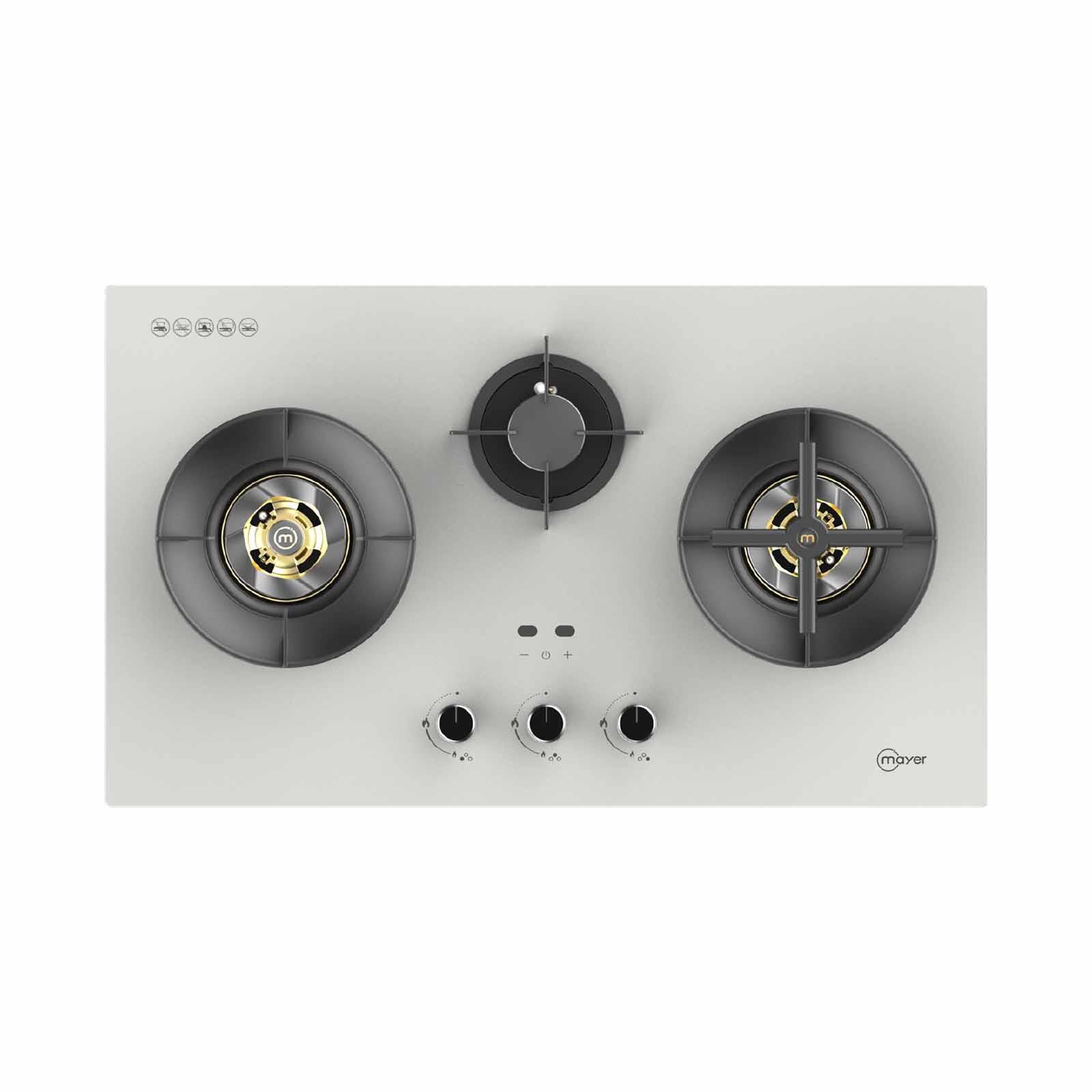 MAYER 88cm 3 Burner Gas Hob - Matte White (lpg/pub) (exclude Installation) MGH388HI-MWH-image 1