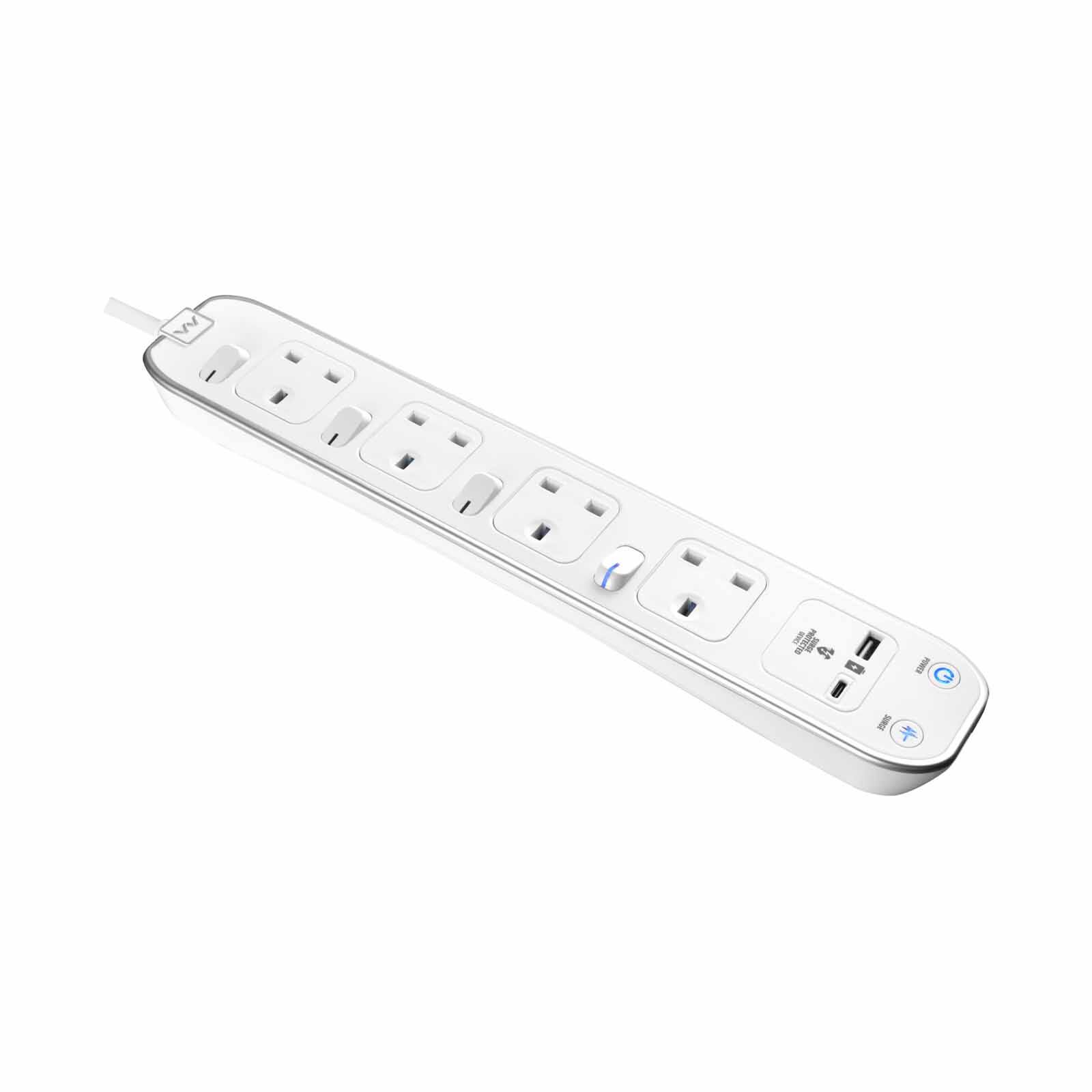 MASTERPLUG Individually 4 Gang Switched Surge Extension 2m SWSRGUAC2042PW-image 5