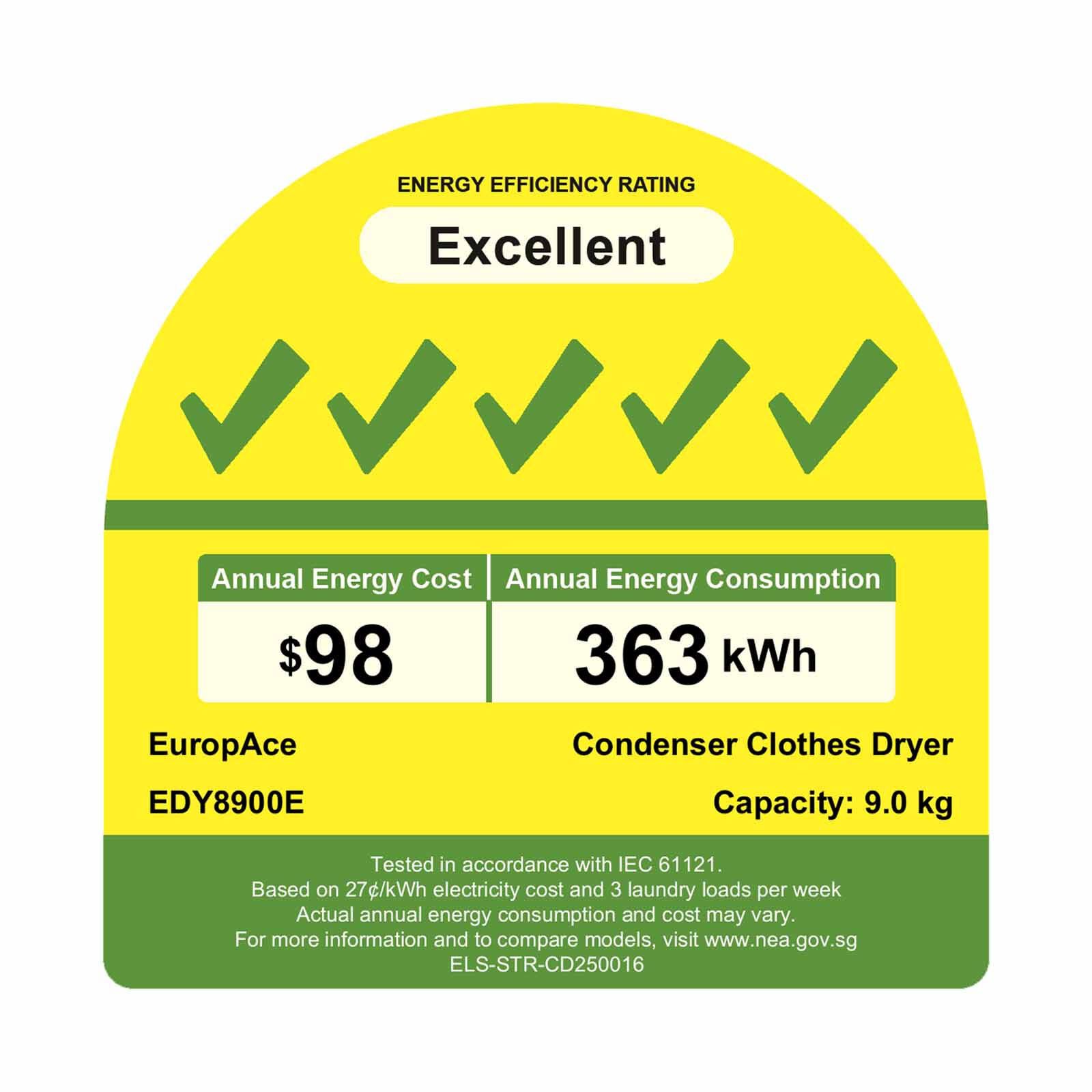 EUROPACE Heat Pump Dryer (9kg) - White EDY8900EWH-image 5