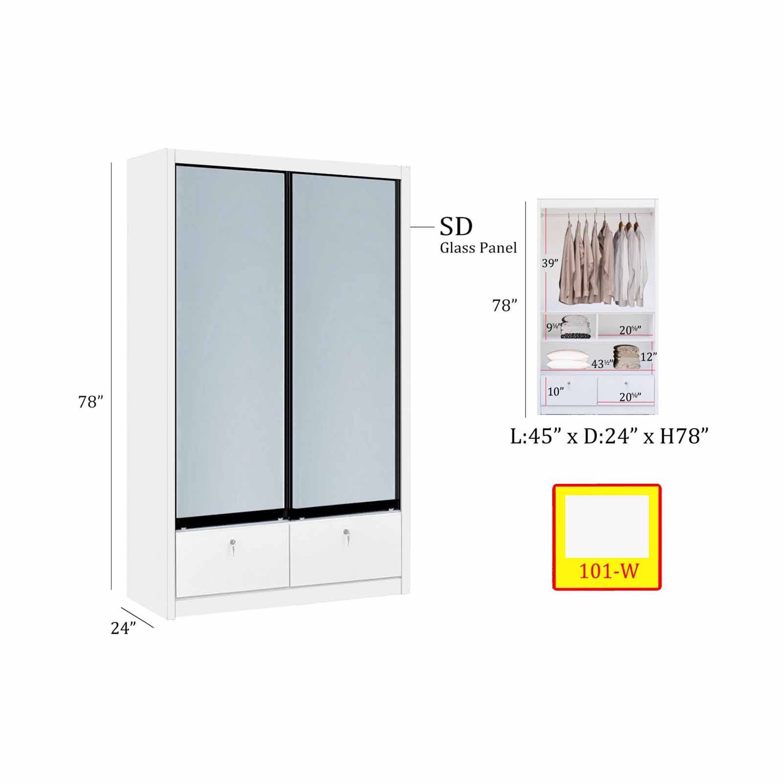 SMARTBOX 2 Door Sliding Wardrobe (white-47) LUCCA-image 3