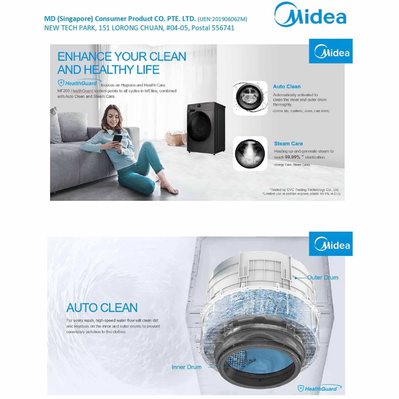 MIDEA Front Load Washer (12kg) MF200W120WB-image 6