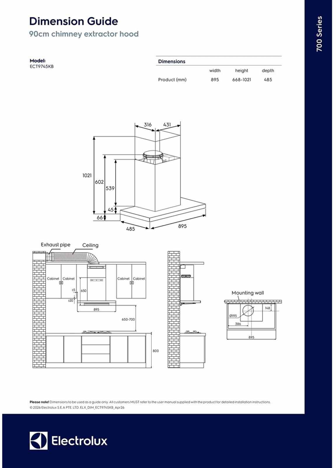 ELECTROLUX Wall Mount Chimney Hood - Stainless Steel (exclude Installation) ECT9645XB-image 7