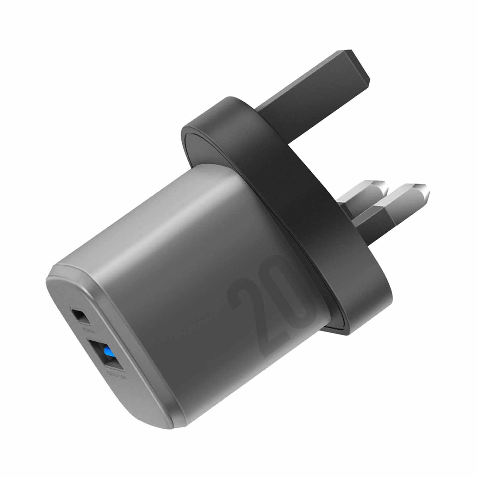 ENERGEA Ampcharge Gan20, 1c1a Pd/qc3.0 Wall Charger,20w (uk) - Gunmetal CHR-AC-GAN20UK-image 2
