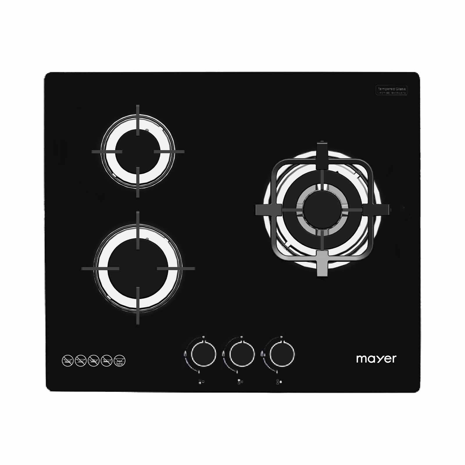 MAYER 60cm 3 Burner Glass Gas Hob (exclude Installation) MMGH633HI-image 1