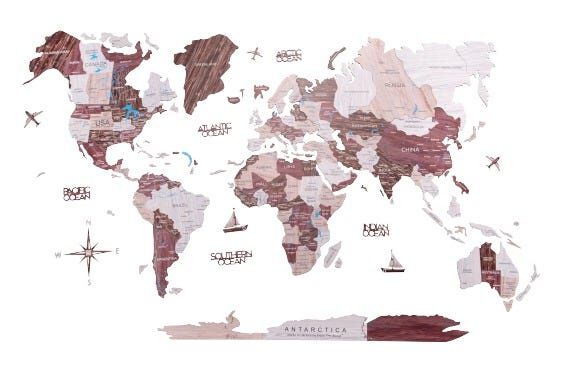 2d Wooden World Map Cappuccino S ENJOY THE WOOD-image 1