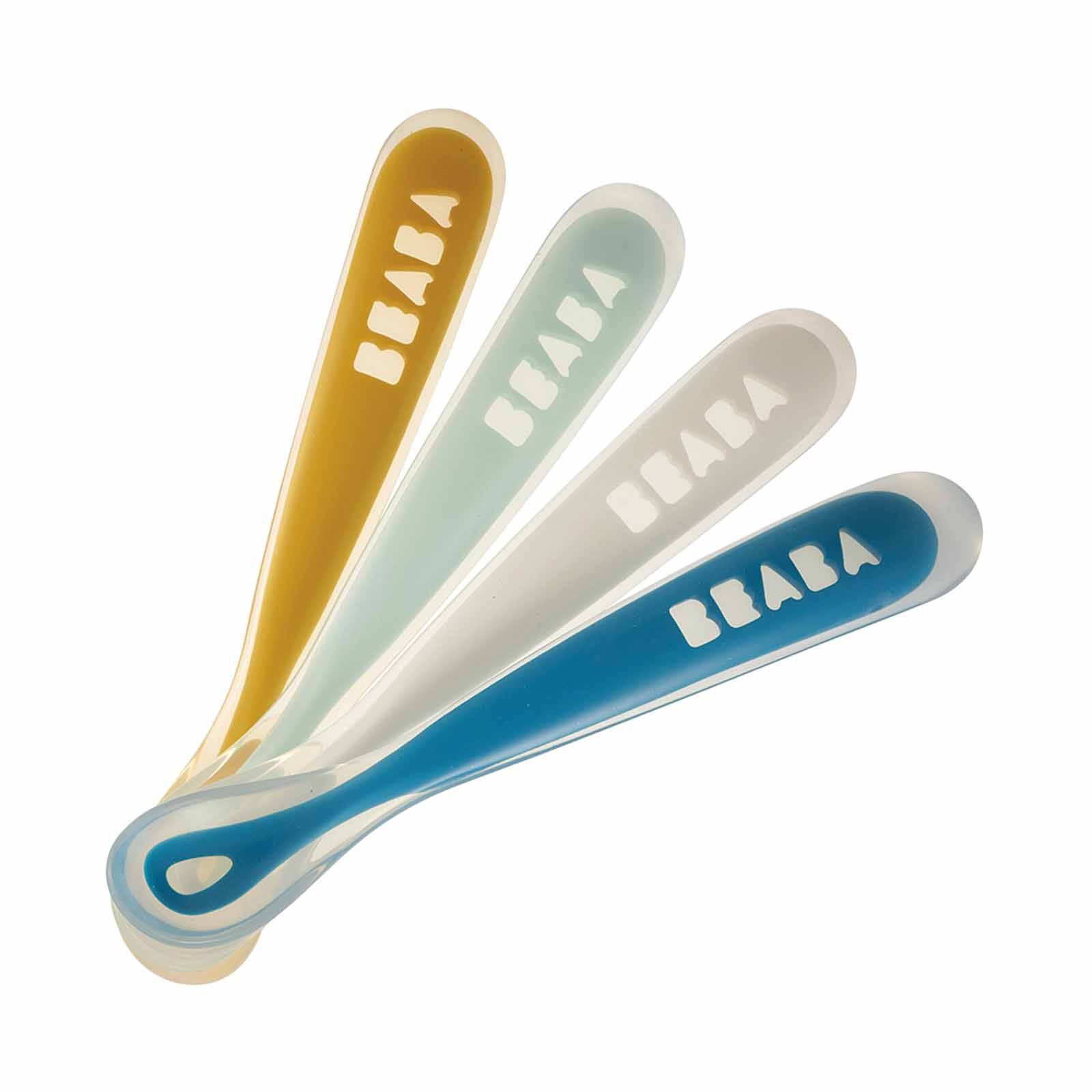 BEABA Silicone Spoons 4m+ 4 Pack - Eucalyptus/airy Green/light Mist/dark Blue (online) 1ST STAGE-image 1