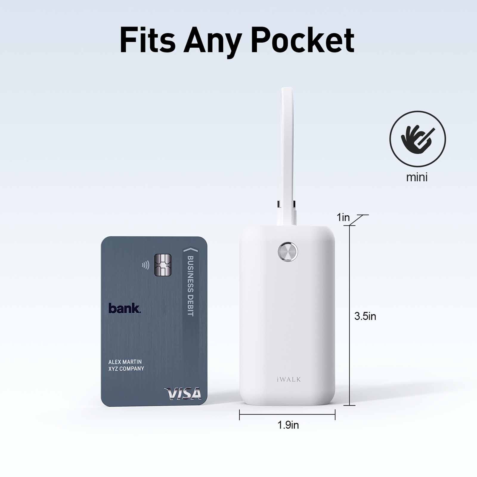 IWALK Powermini Built-in Cable, 22.5w Usb-c Fast Charging Powerbank (10,000mah) White UBP001-002A-image 5