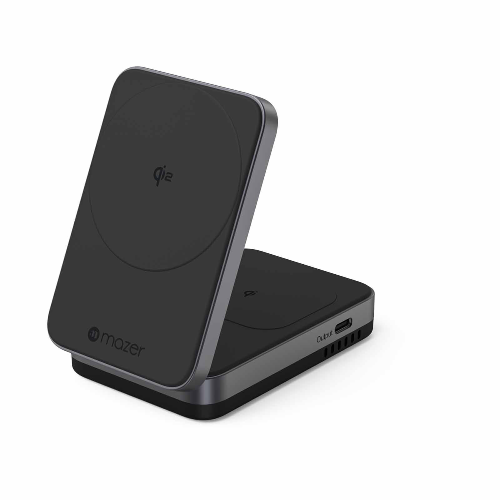 MAZER Qi2 Certified 32w Wireless Foldable 2in1+usb-c Pd12w Output Charger - Black M-QI2-MAGFOLD02-BK-image 2