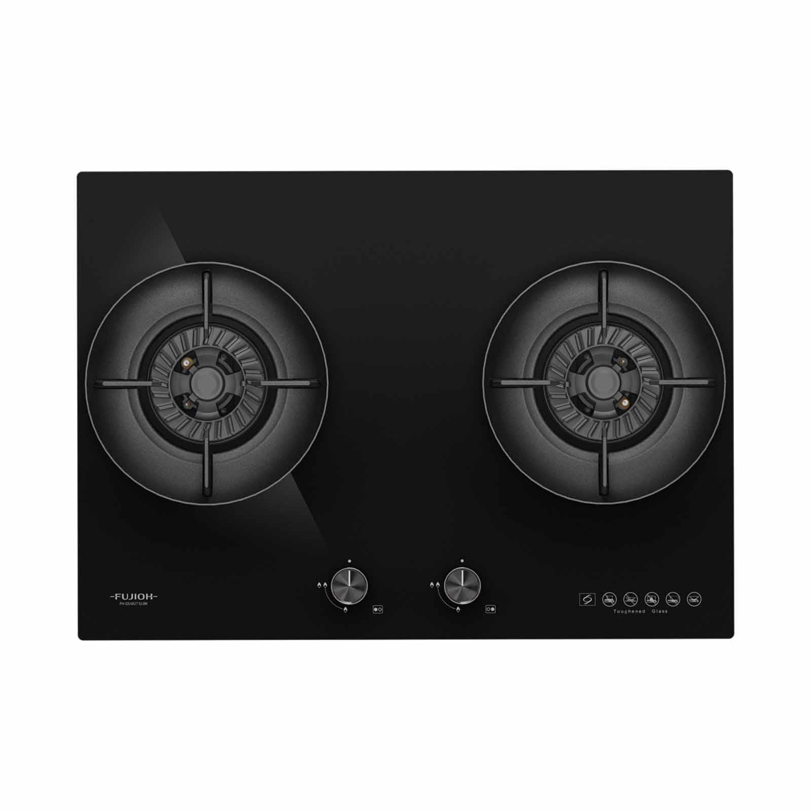 FUJIOH (70cm) 2-burners Gas Hob (black Glass) - Lpg (exclude Installation) FH-GS6827 GLBK LPG-image 1