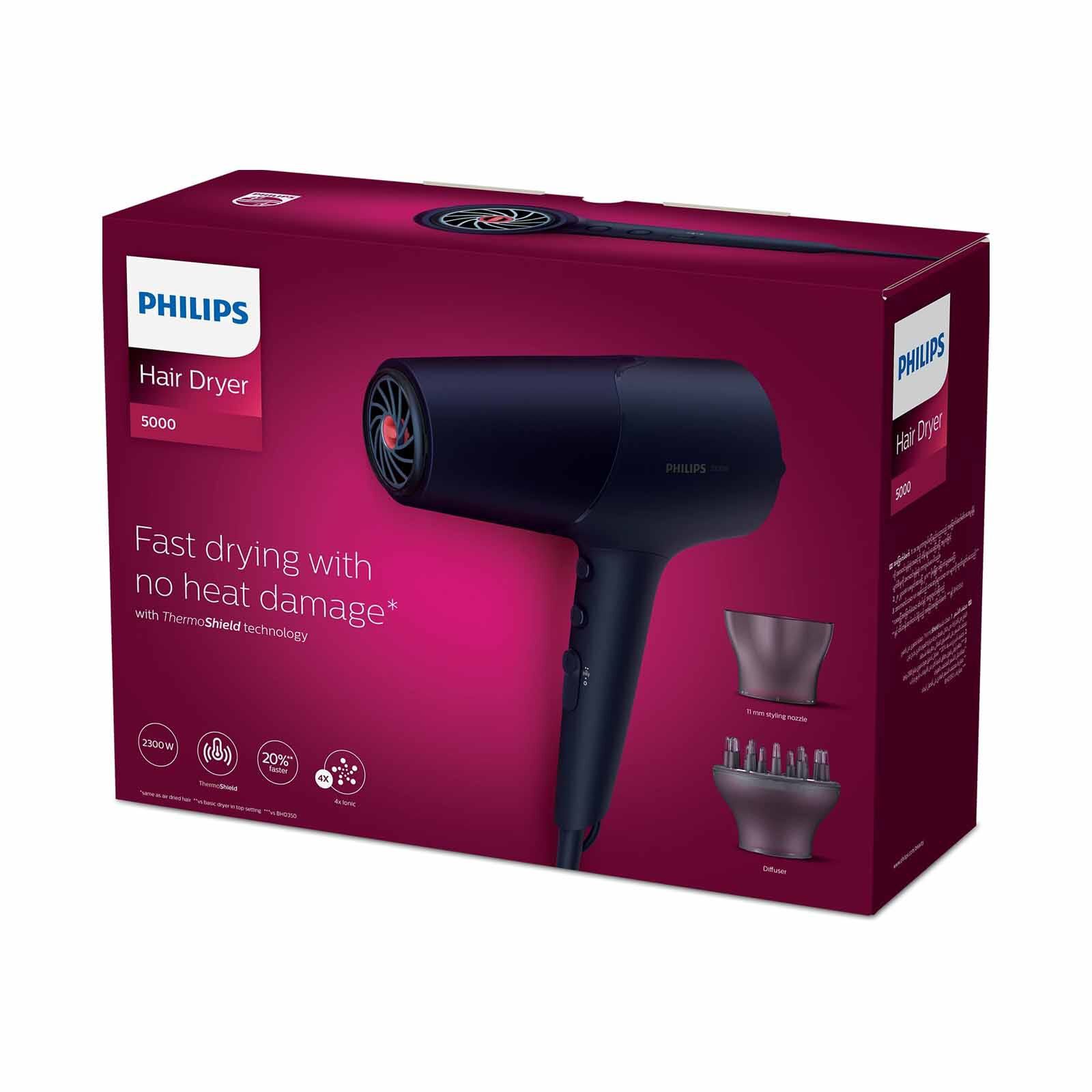 PHILIPS Series 5000 Hair Dryer (2300w) - Blue & Metallic BHD510/03-image 6