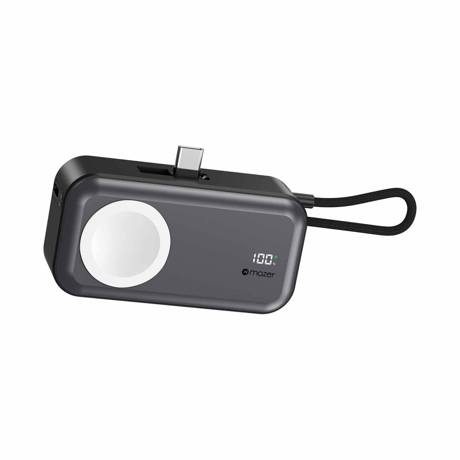 MAZER Pocketmini 5000mah/built-in Cable+apple Watch Charging+stand/pd20w Power Bank - Black M-POCKET5.0W-BK