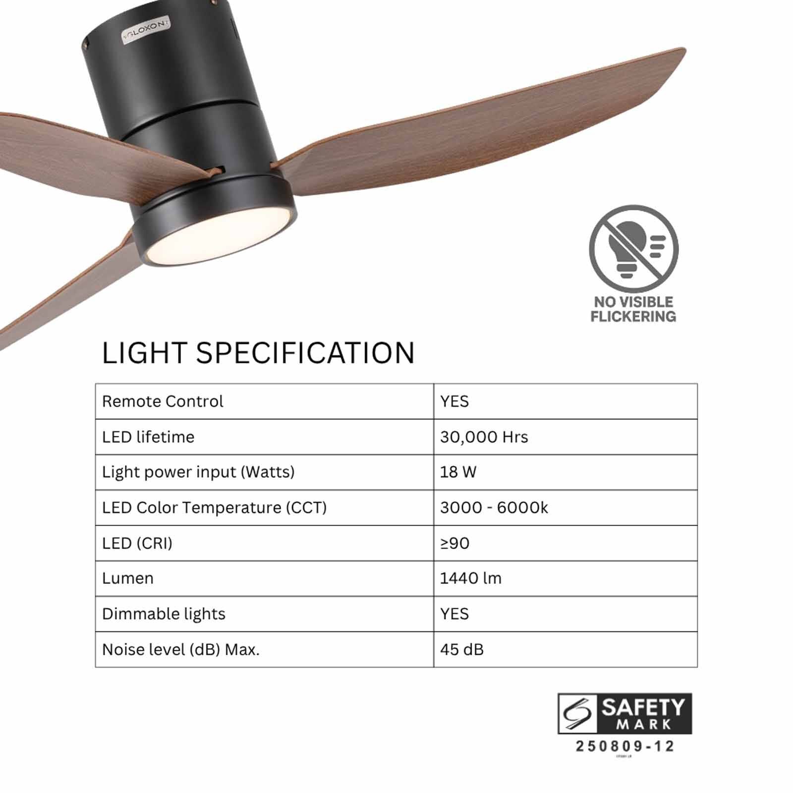 GLOXON 45 In Ceiling Fan With Light -black/wood CF3201 LR BLACK/WOOD-image 5