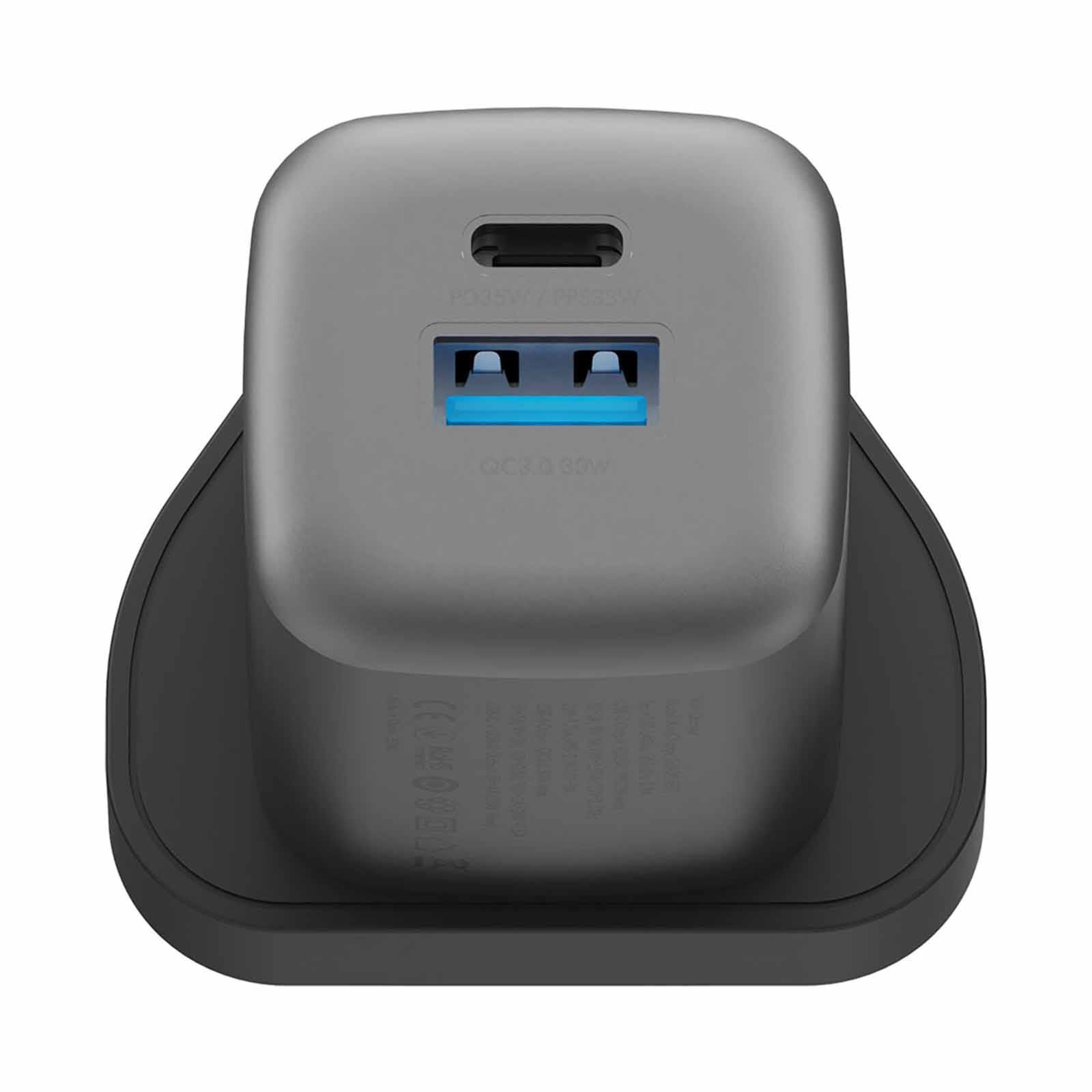 ENERGEA Ampcharge Gan35, 1c1a Pd/pps/qc3.0 Wall Charger,35w (uk) - Gunmetal CHR-AC-GAN35UK-image 3
