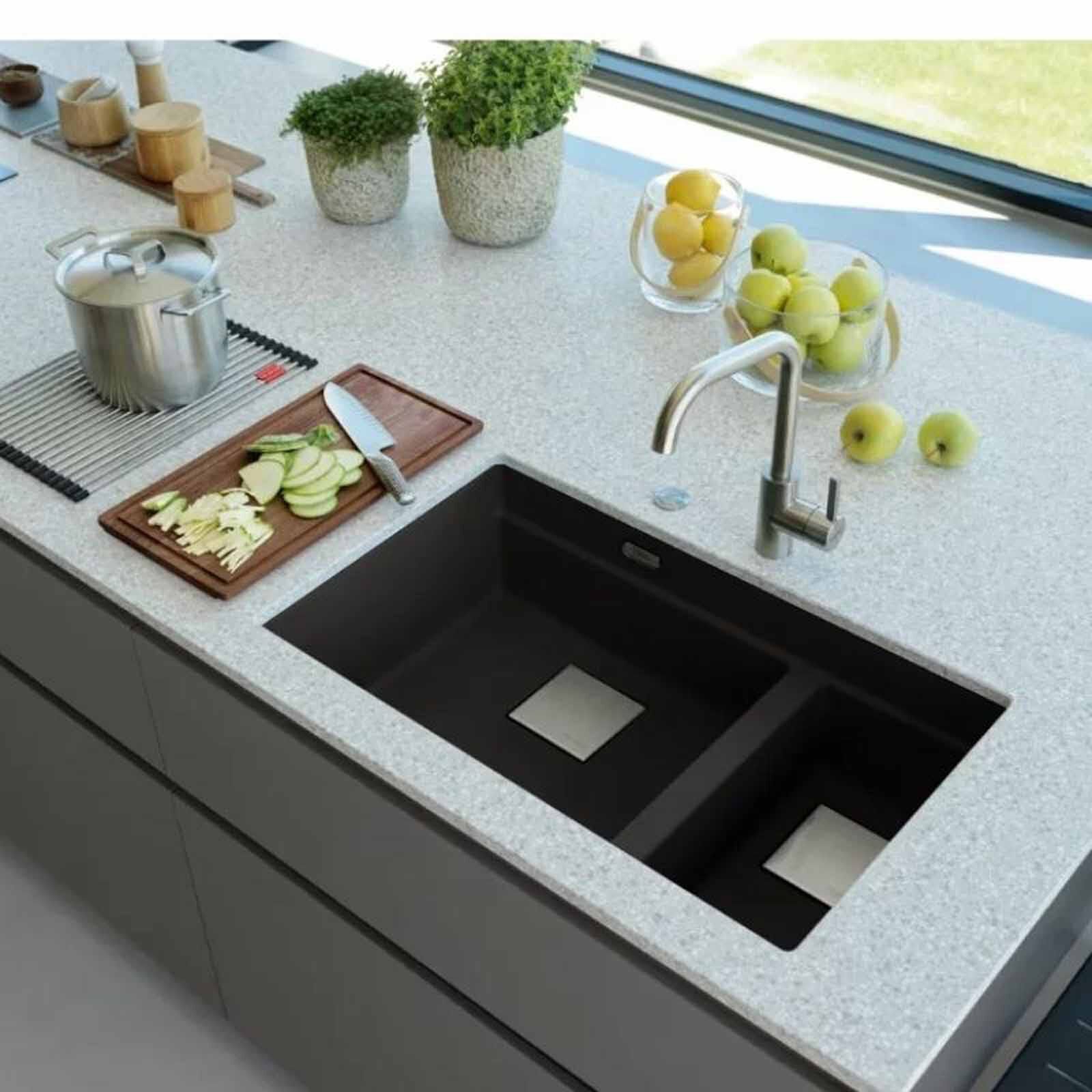 FRANKE 2 Double Bowl Fragranite Kitchen Sink - Kng120-sg Stone Grey KUBUS-image 2