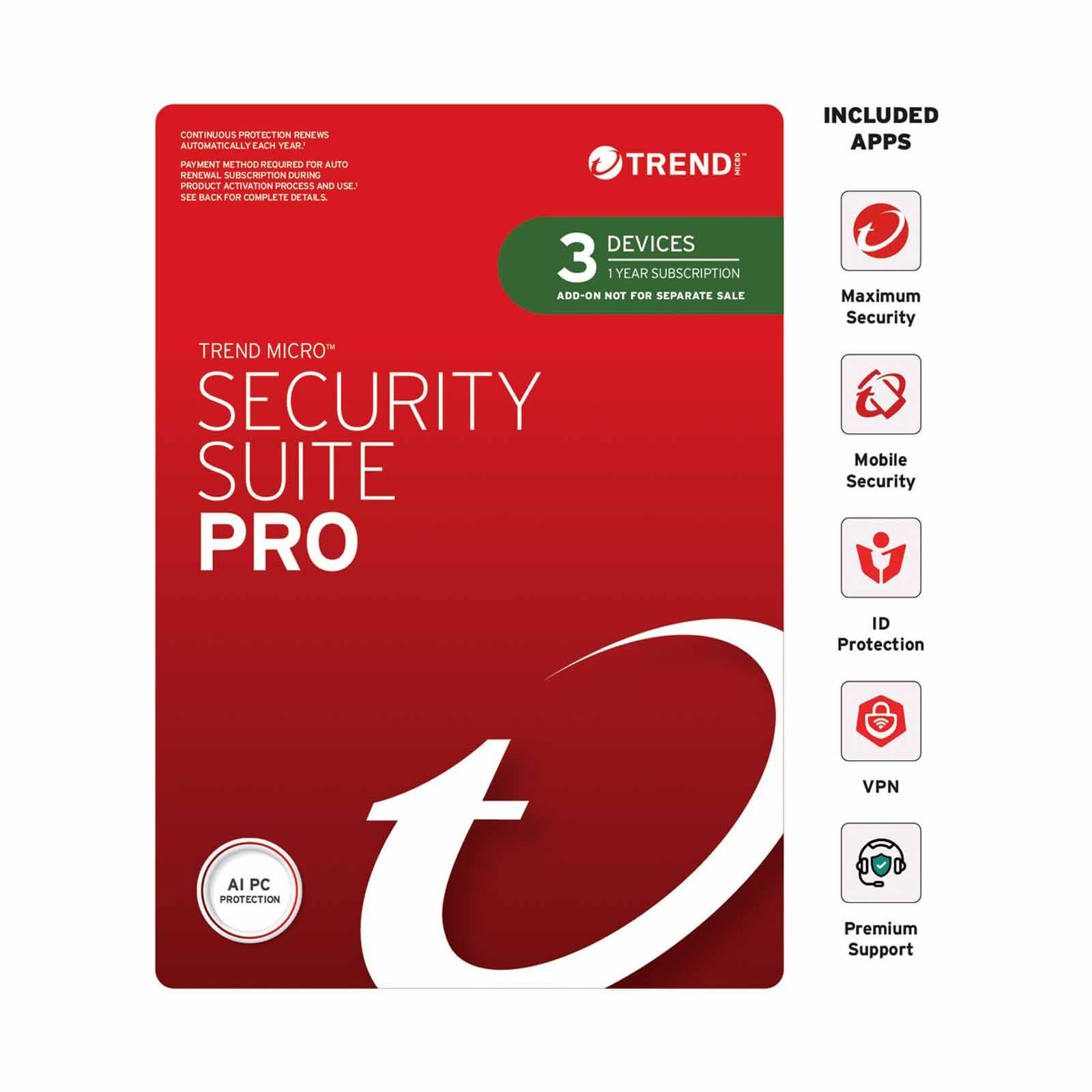 TREND MICR Security Suite Pro (3 Devices) 1 Year Add On TICEM1070BF12-image 1