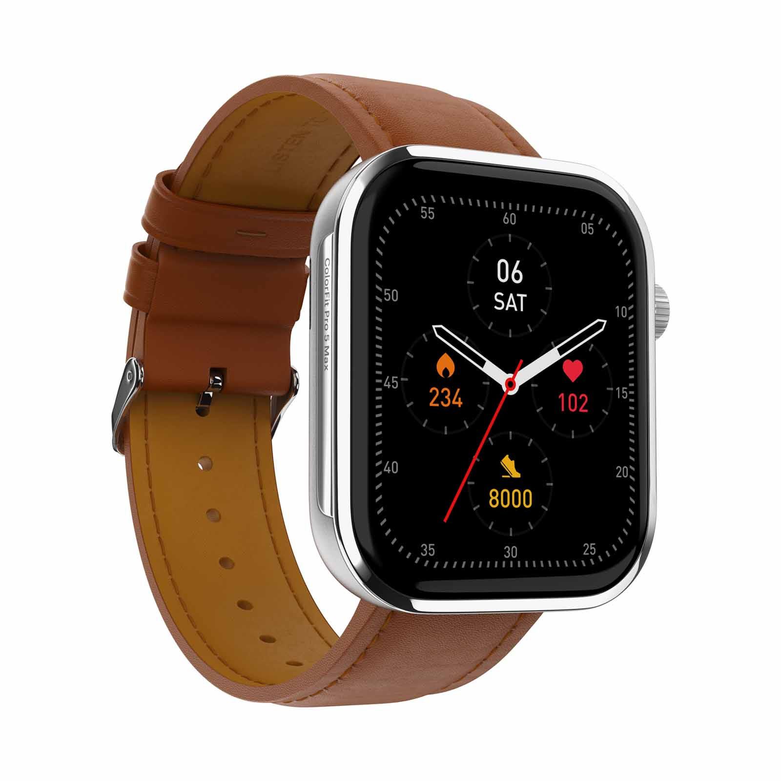 NOISE Colorfit Pro 5 Max Smartwatch - Classic Brown WRB-SW-COLORFITPRO5MAX-LTHR-SLVR_BRN-image 5