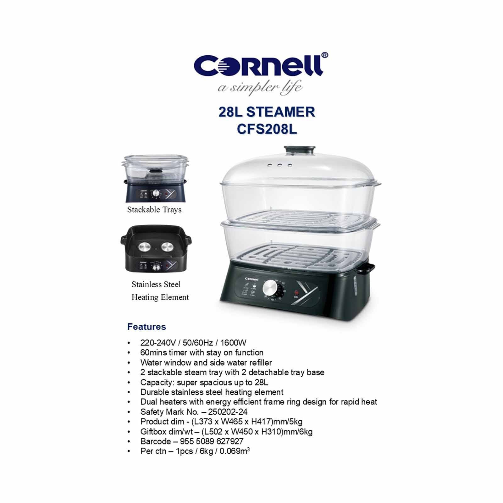 CORNELL 2 Tier Food Steamer 28l CFS208L-image 4