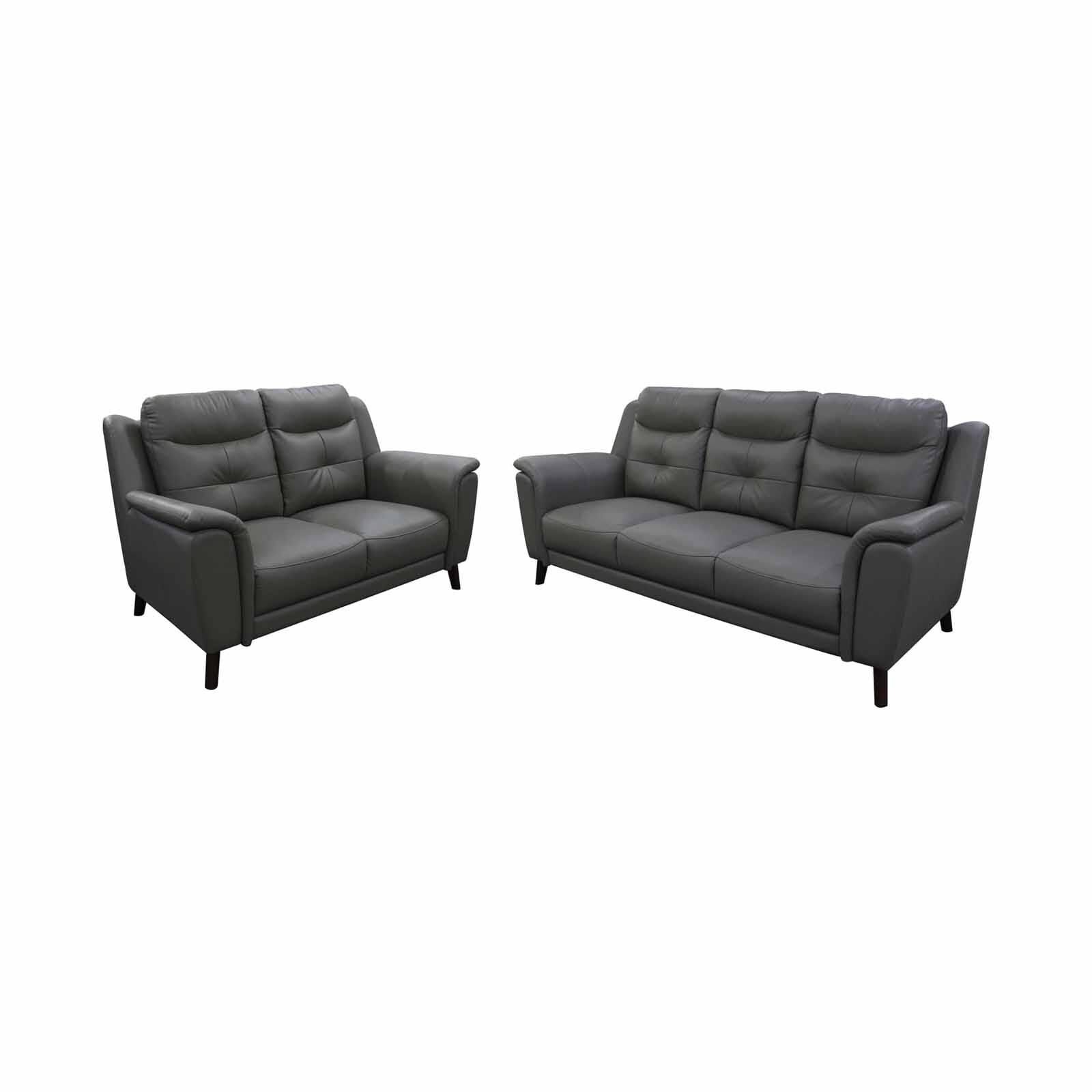 SOLOTTI 3+2 Seater (hl) Black Half Leather LIVIA-image 1