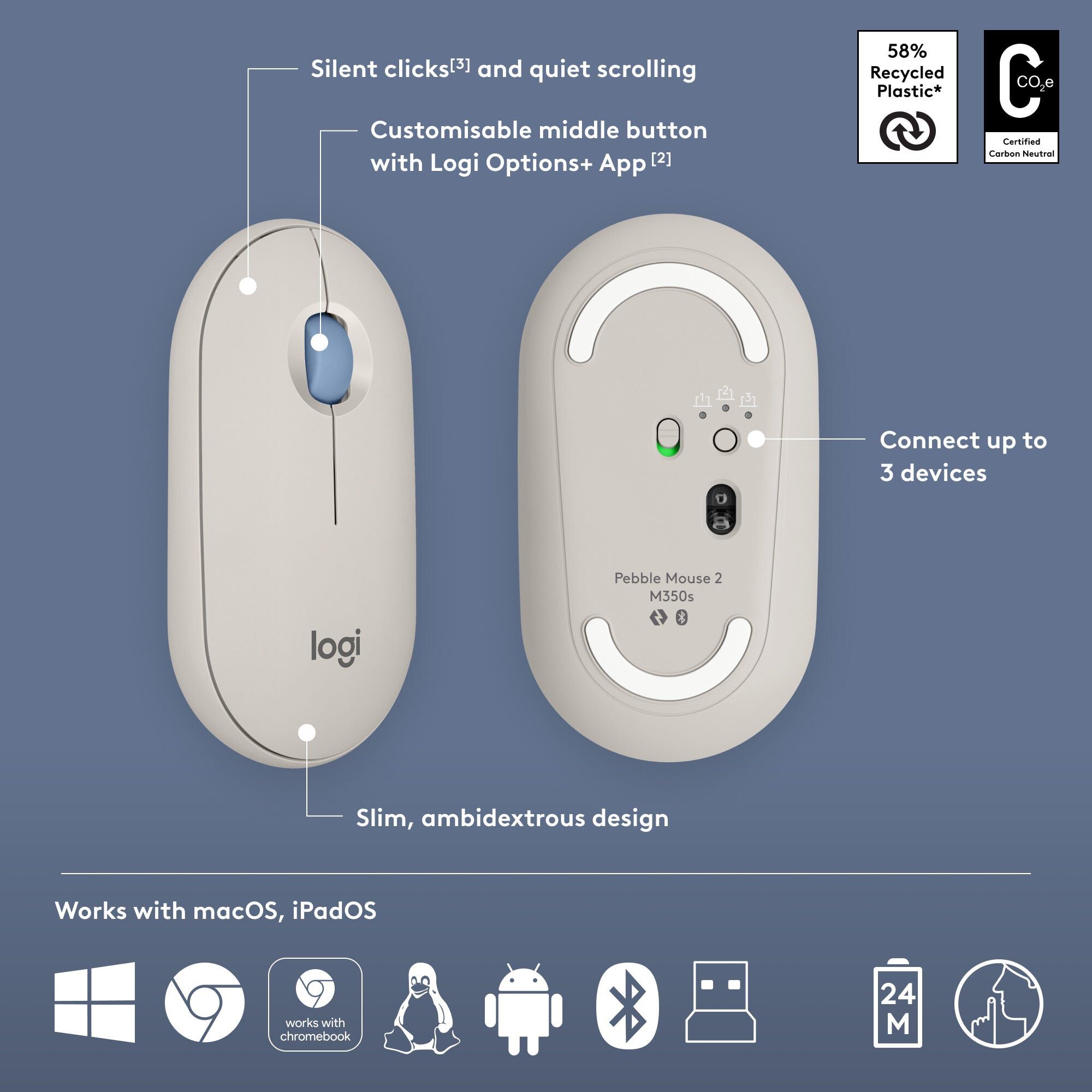 LOGITECH Pebble 2 Combo - Tonal Sand (1y) 920-012191-image 9