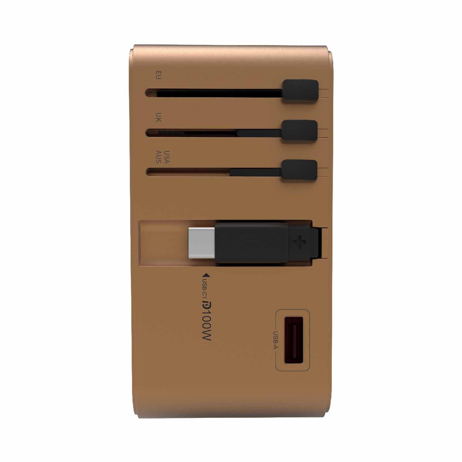 MAZER Infinitetravel Link Gan Pd100w 2c1a With 1xbuilt-in Usb-c Cable+1xsocket World Travel Charger-desert M-IFTRAVEL380-DT-image 3